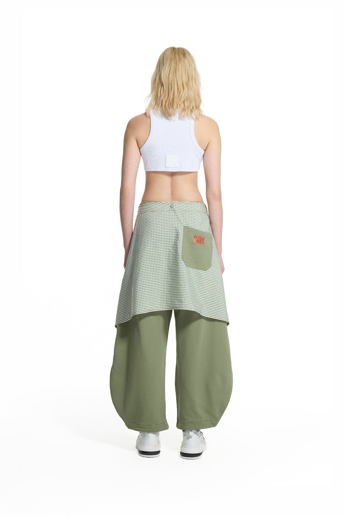 Khaki Belt Detail Contrast Panel Trousers Trousers 19019