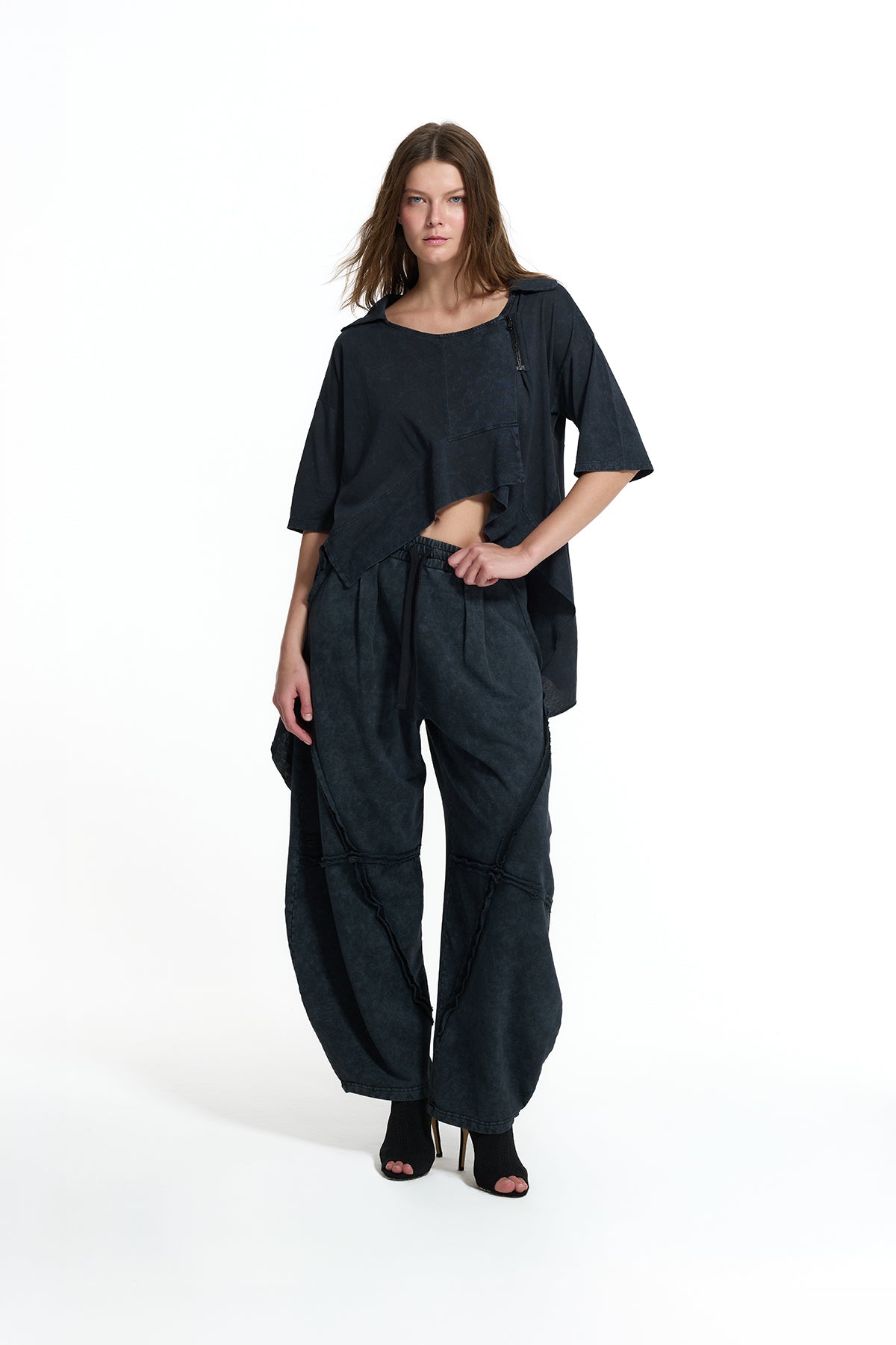 Black Seam Detail Baggy Trousers 19029