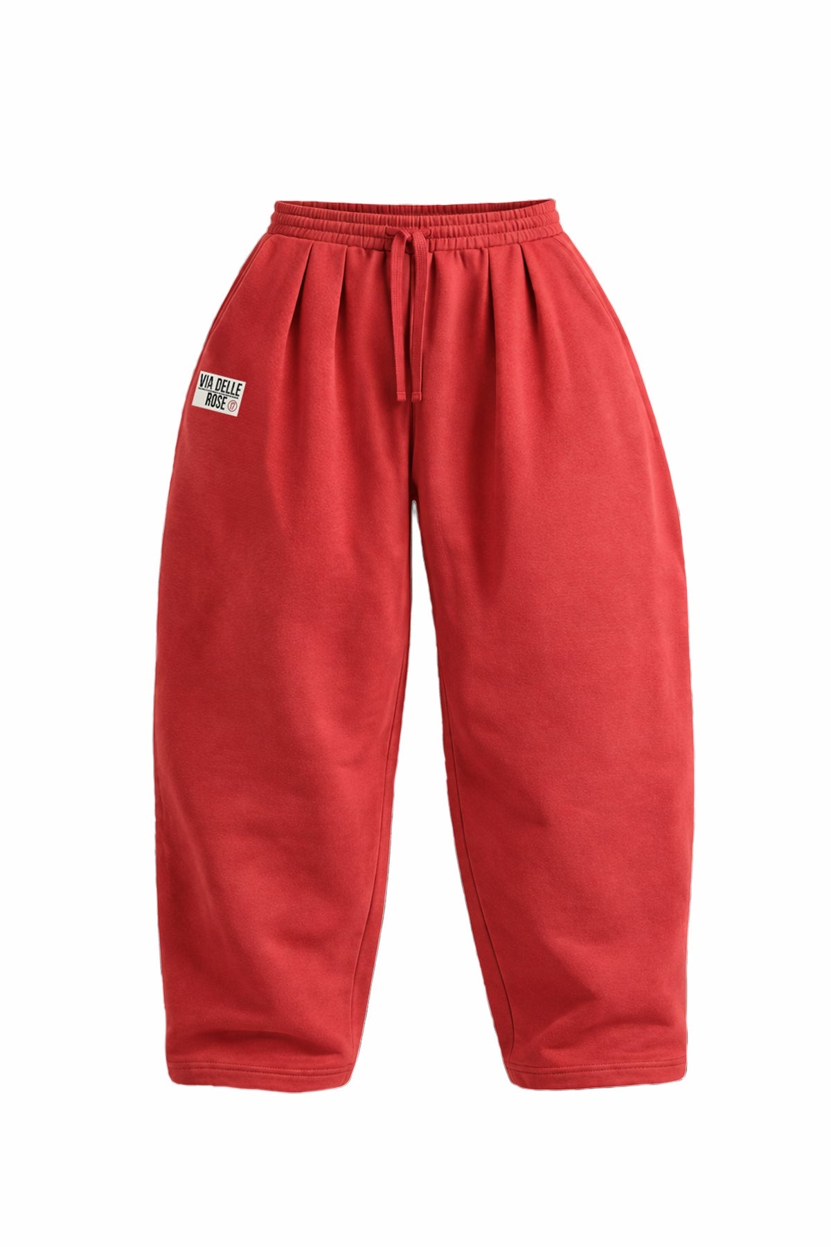 Red Pleated Detail Baggy Trousers 19041