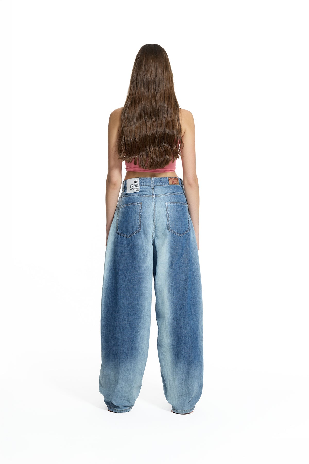 Blue Washed Wide Leg Denim Trousers 19058