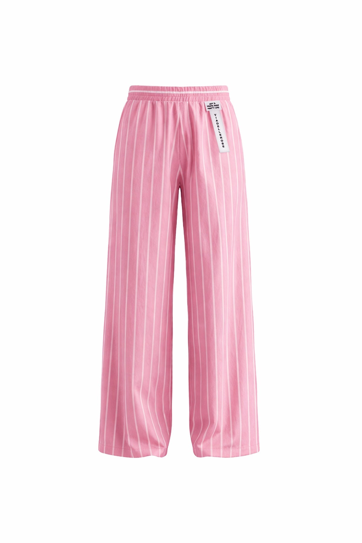 Pink White Draped Striped Wide Leg Trousers 19087