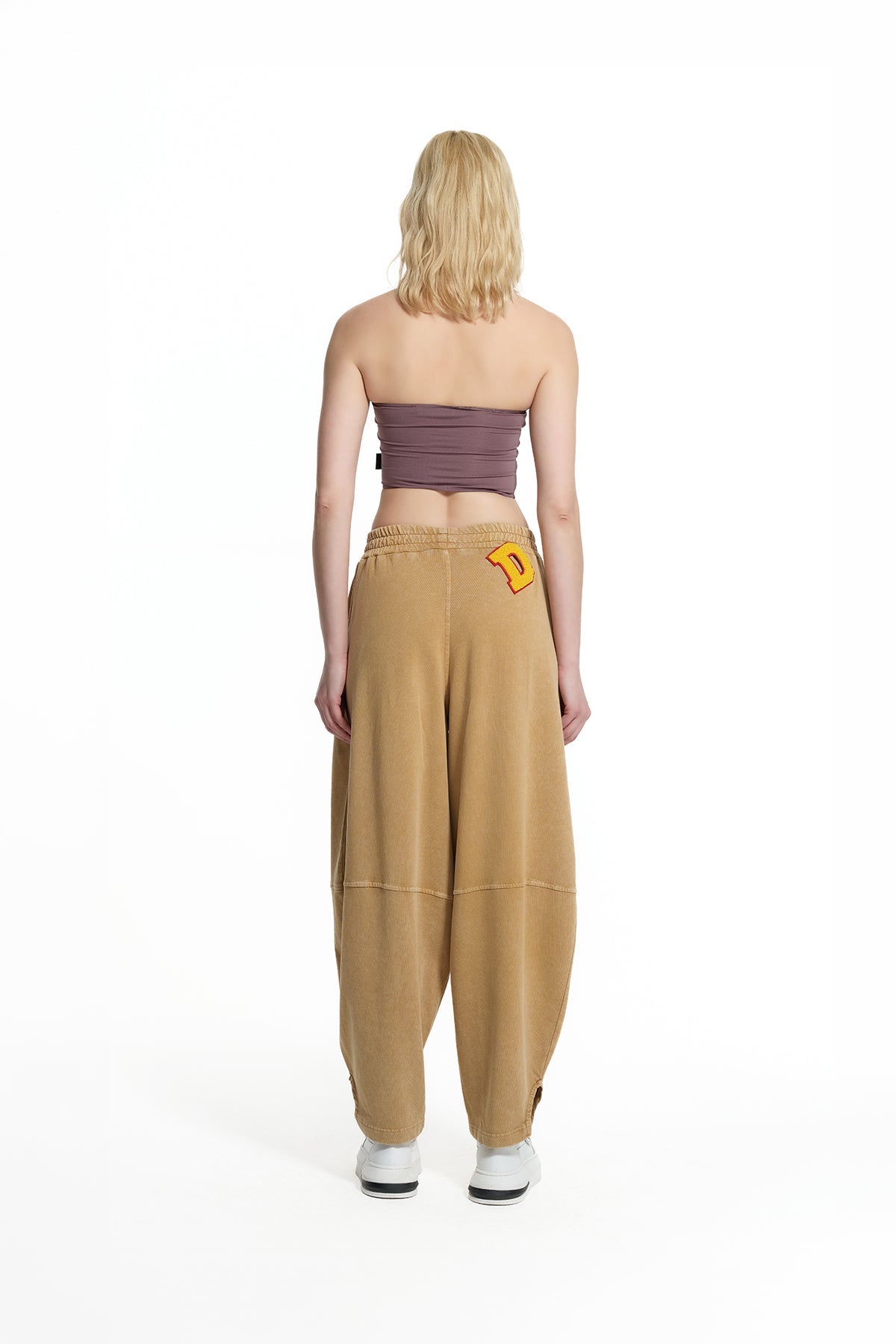 Biscuit Beige Panel Seam Detail Baggy Jogger Trousers 19088