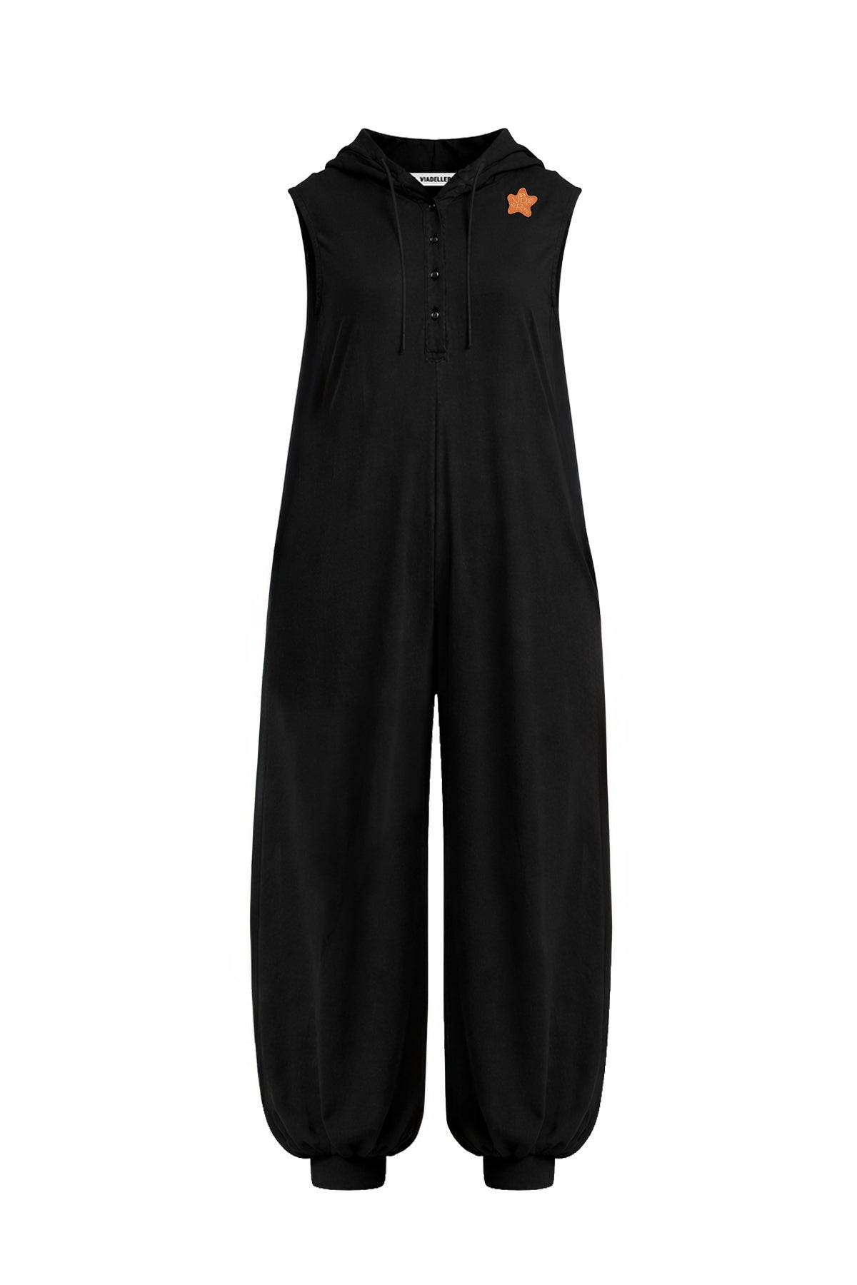 Black Patch Detail Jogger Jumpsuit 19089
