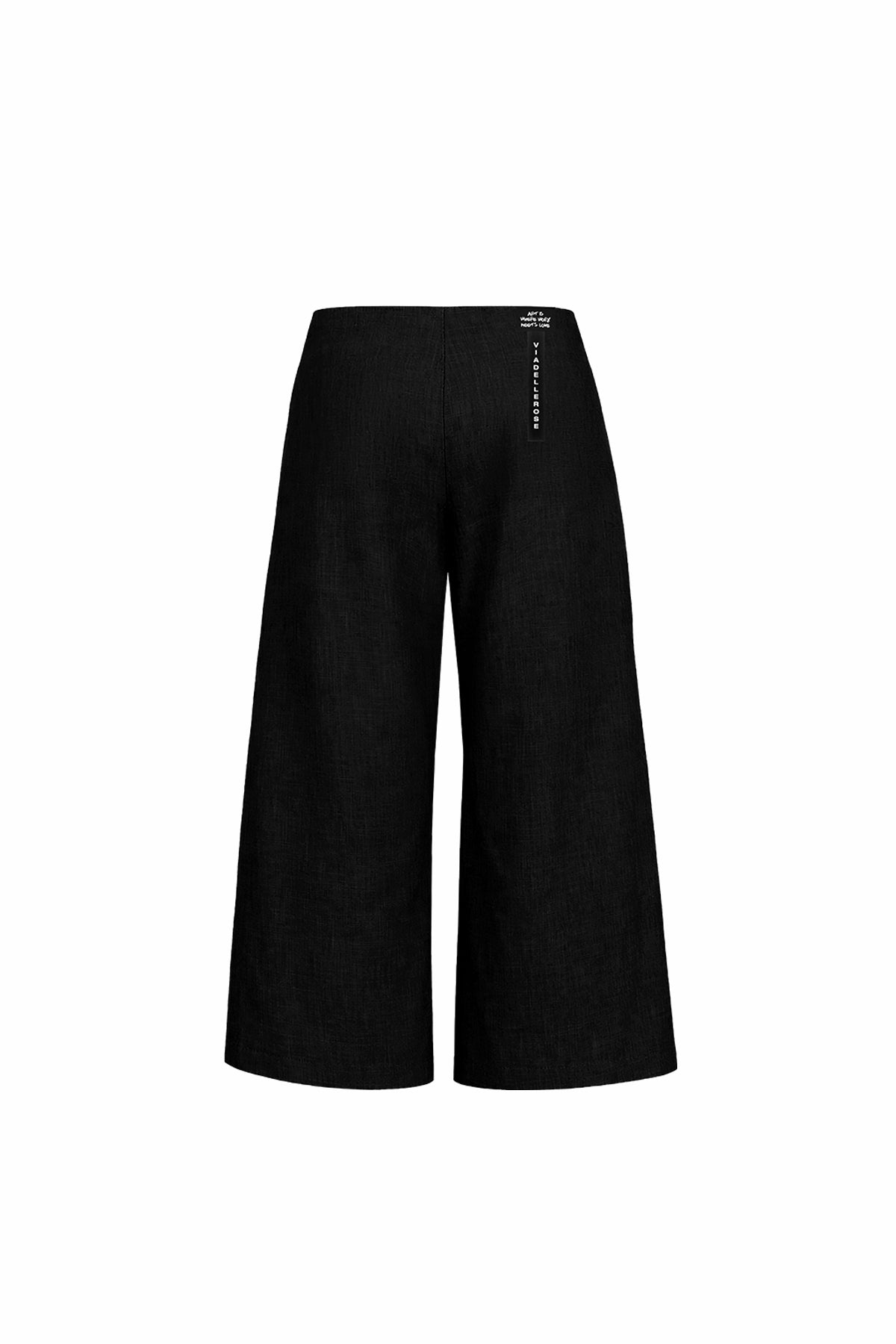 Black Draped Wide-leg Drawstring Trousers 19096