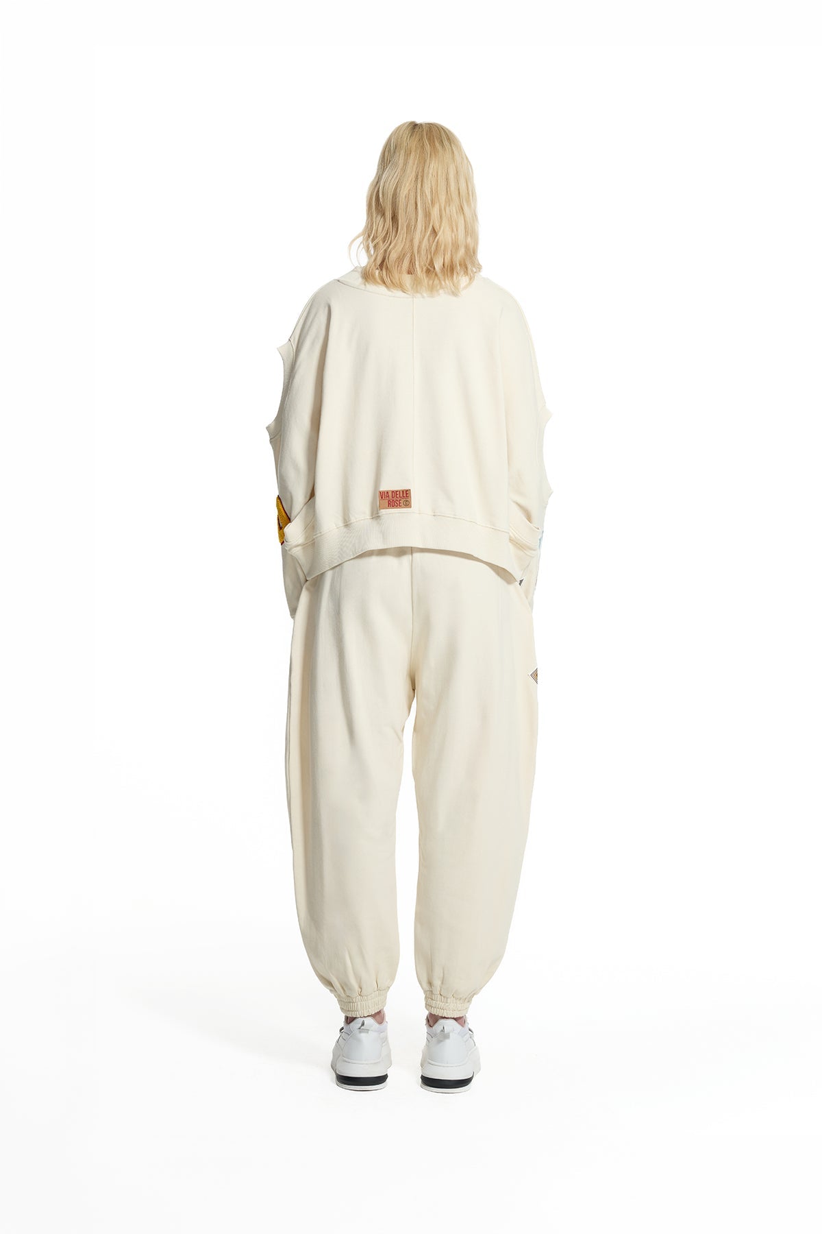 Cream Patch Detail Jogger Trousers 19098