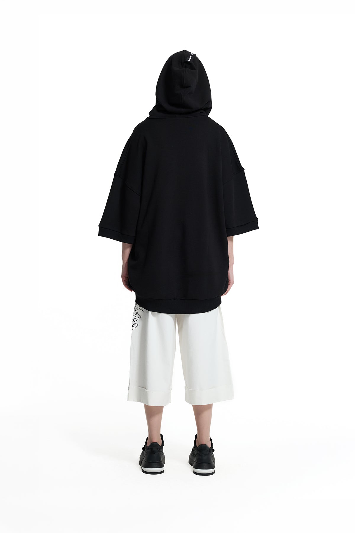 Black Short Sleeve Hoodie Sweatshirt 19110