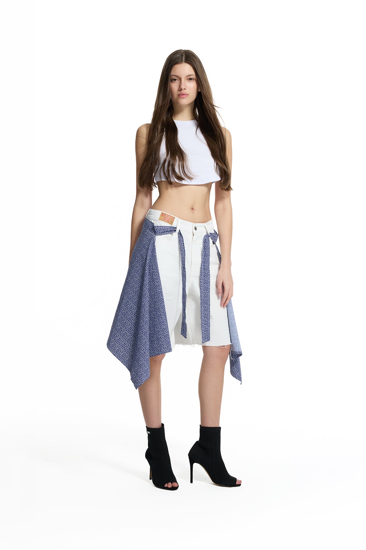 White Layered Pareo Shorts 19118