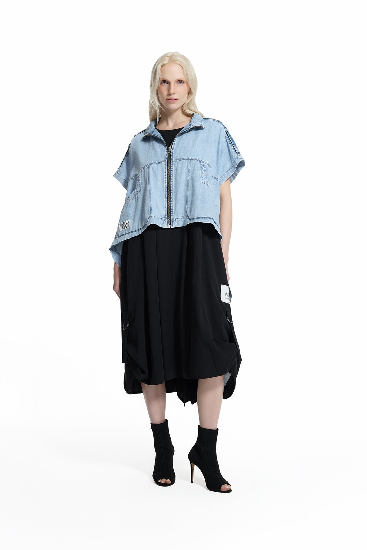 Ice Blue Asymmetric Denim Coat 19121
