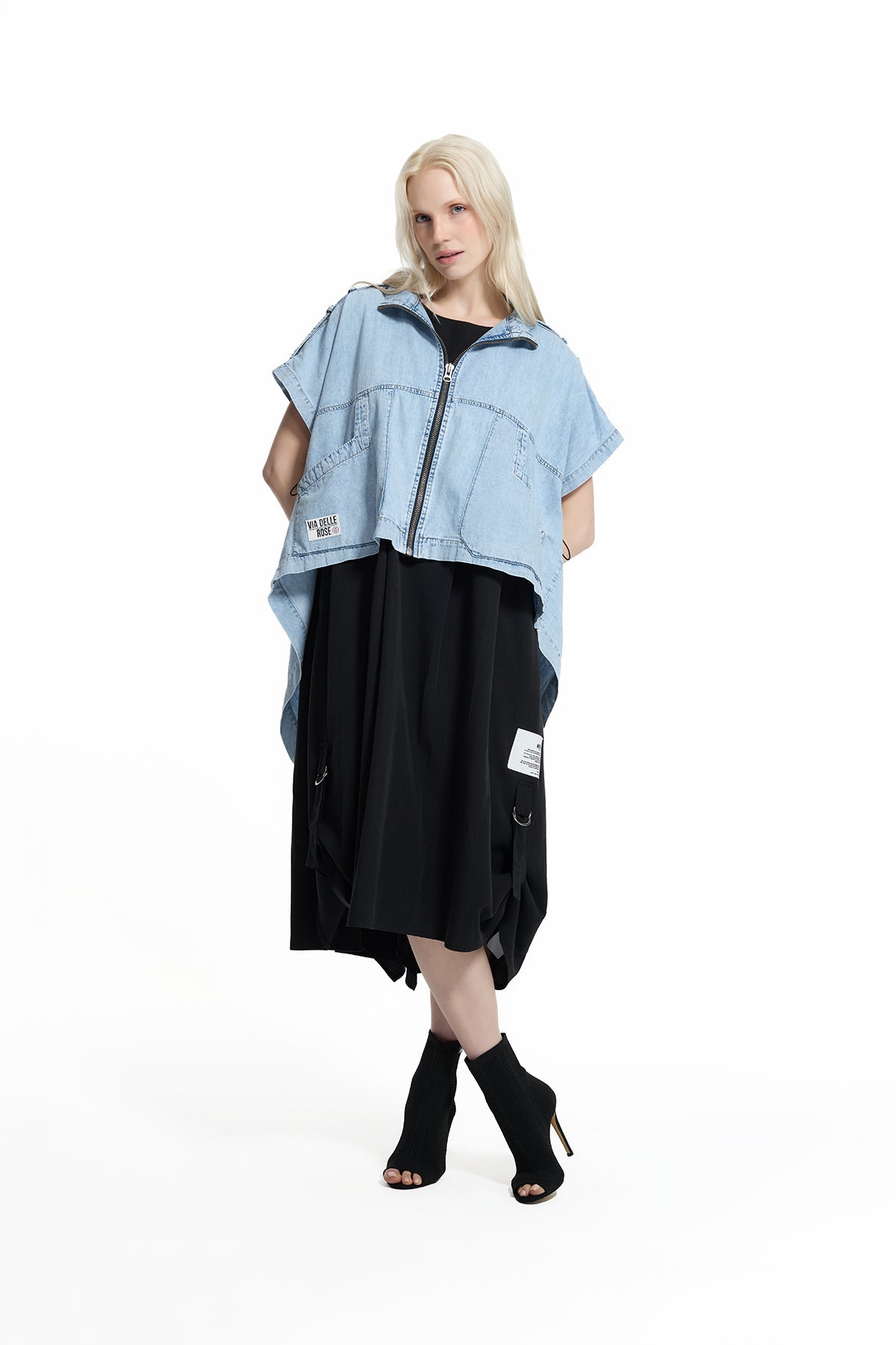 Ice Blue Asymmetric Denim Coat 19121