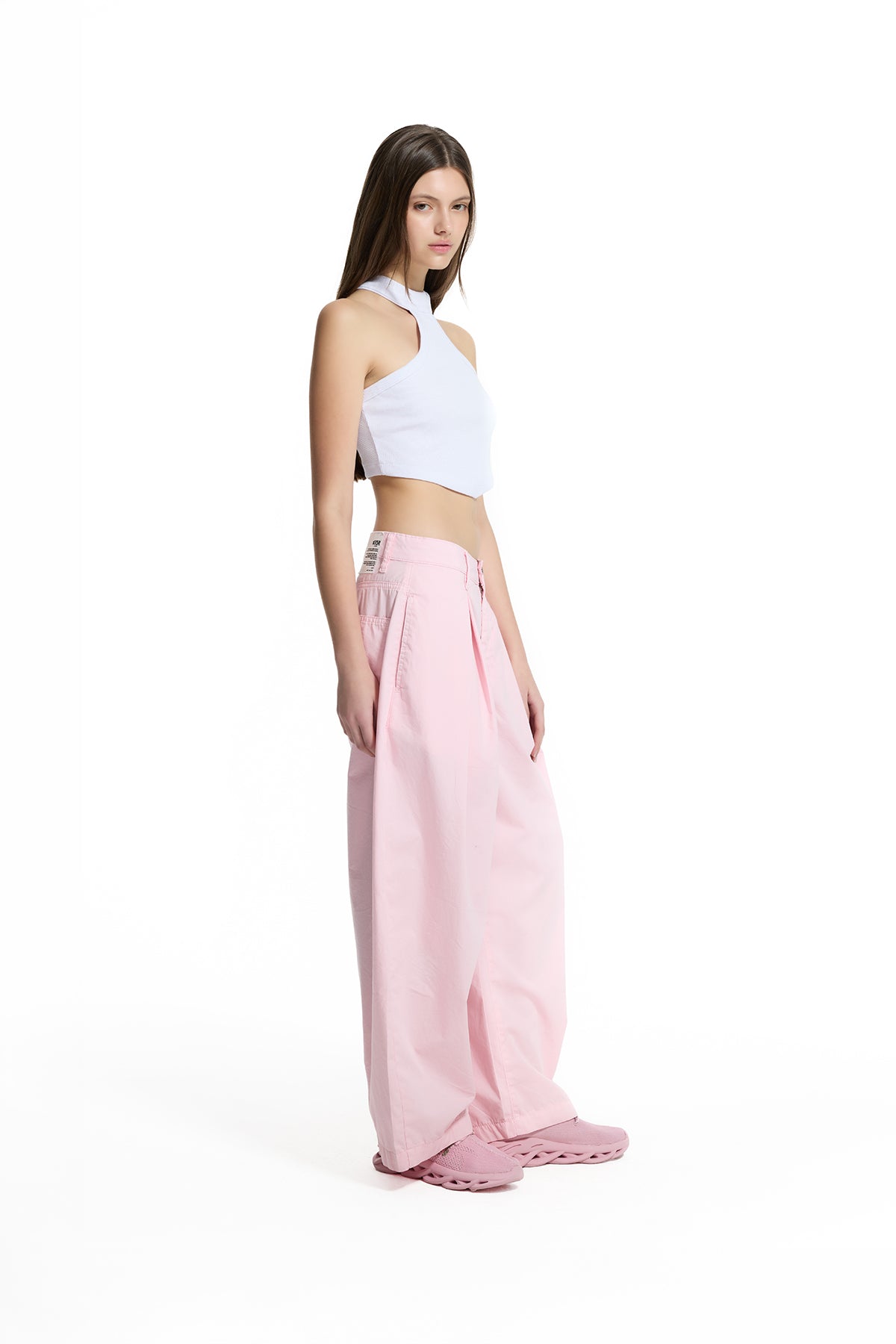 Pink High Waist Pleated Trousers 19127