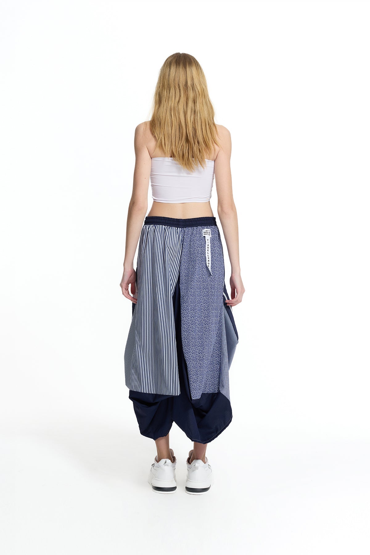 Multicolor Paneled Draped Asymmetric Skirt 19135
