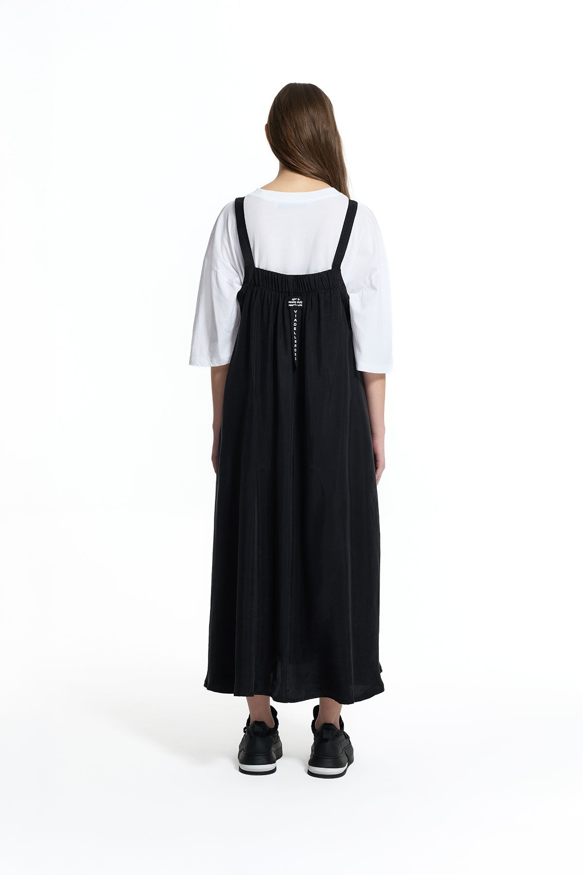 Black Elastic Bust Cargo Dress 19139