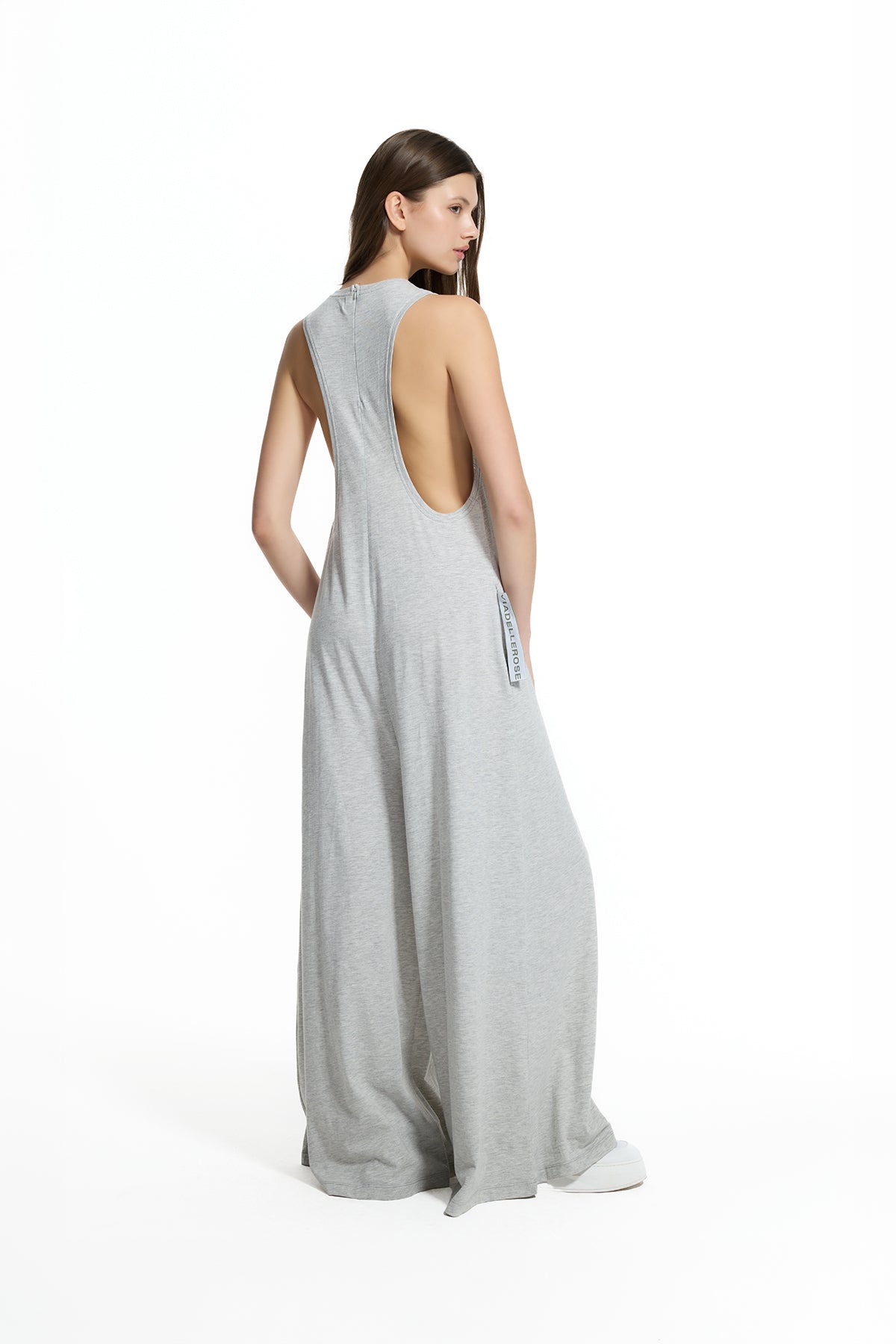 Grey Melange Wide Leg Relaxed Fit Jumpsuit 19195