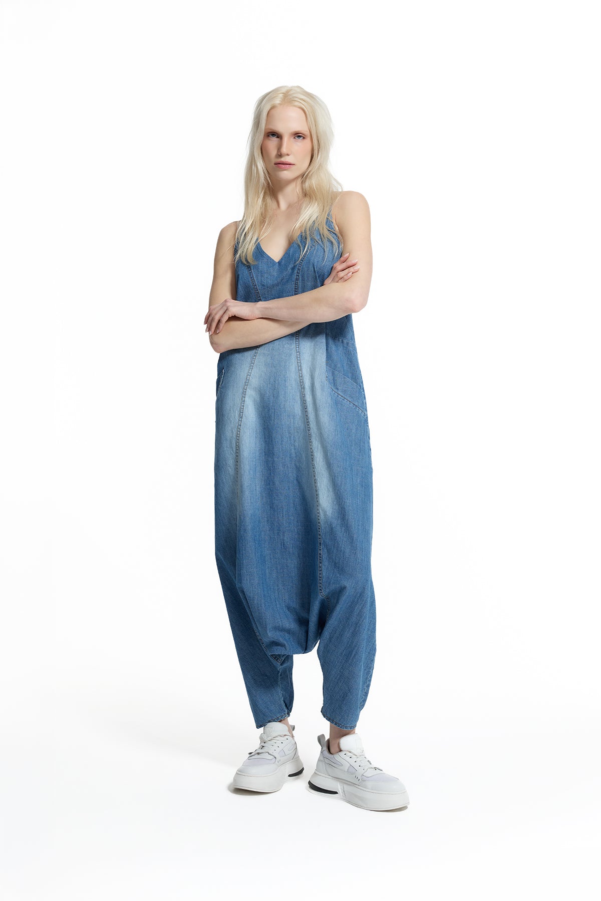Blue Balloon Silhouette Denim Jumpsuit 19198