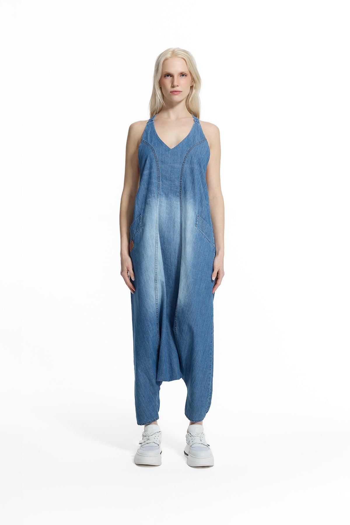 Blue Balloon Silhouette Denim Jumpsuit 19198