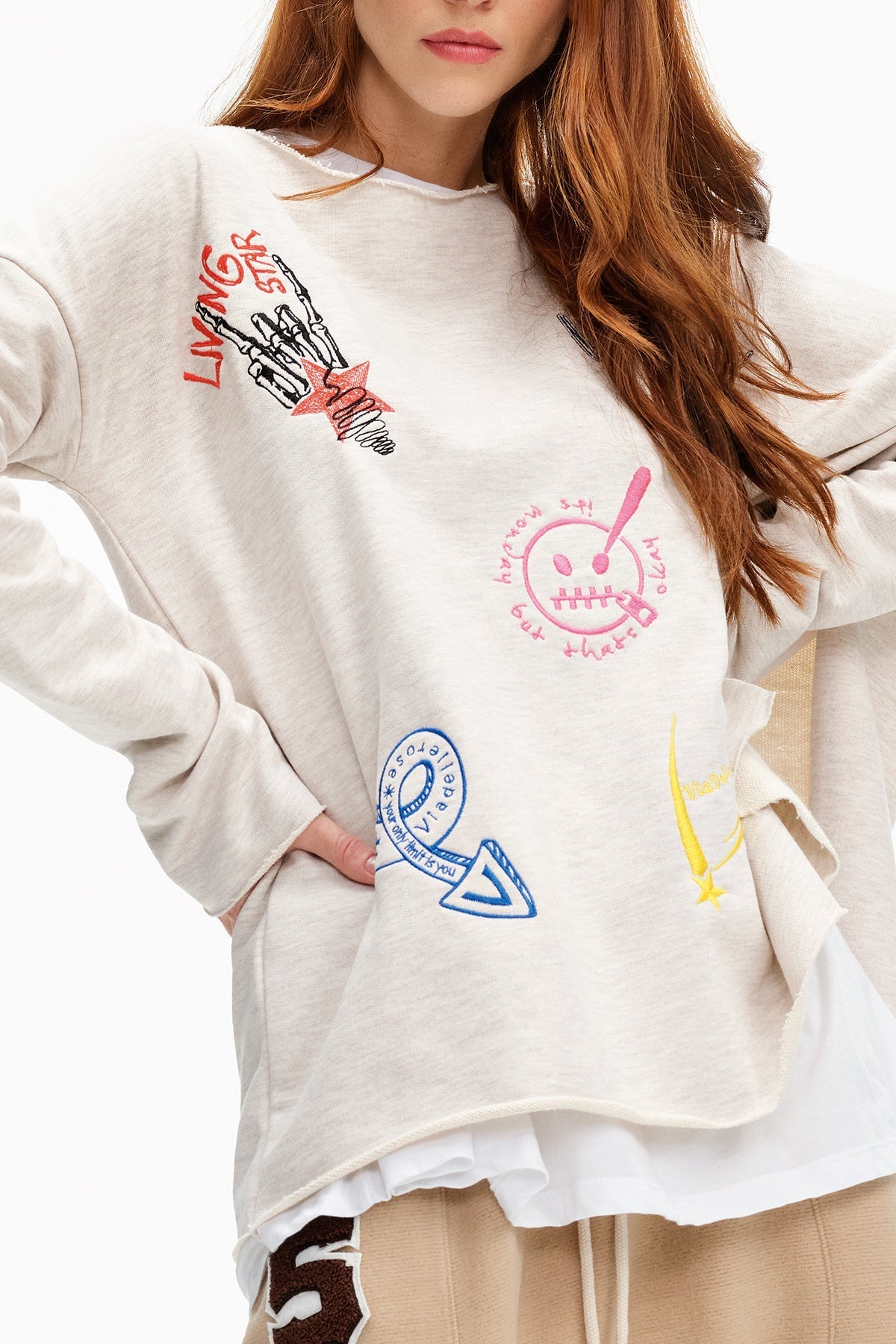 Beige Melange Sw-shirt 10217