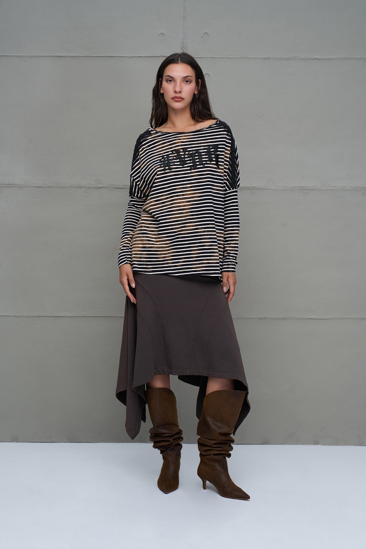 Black White Striped Long Sleeve T-shirt 18004