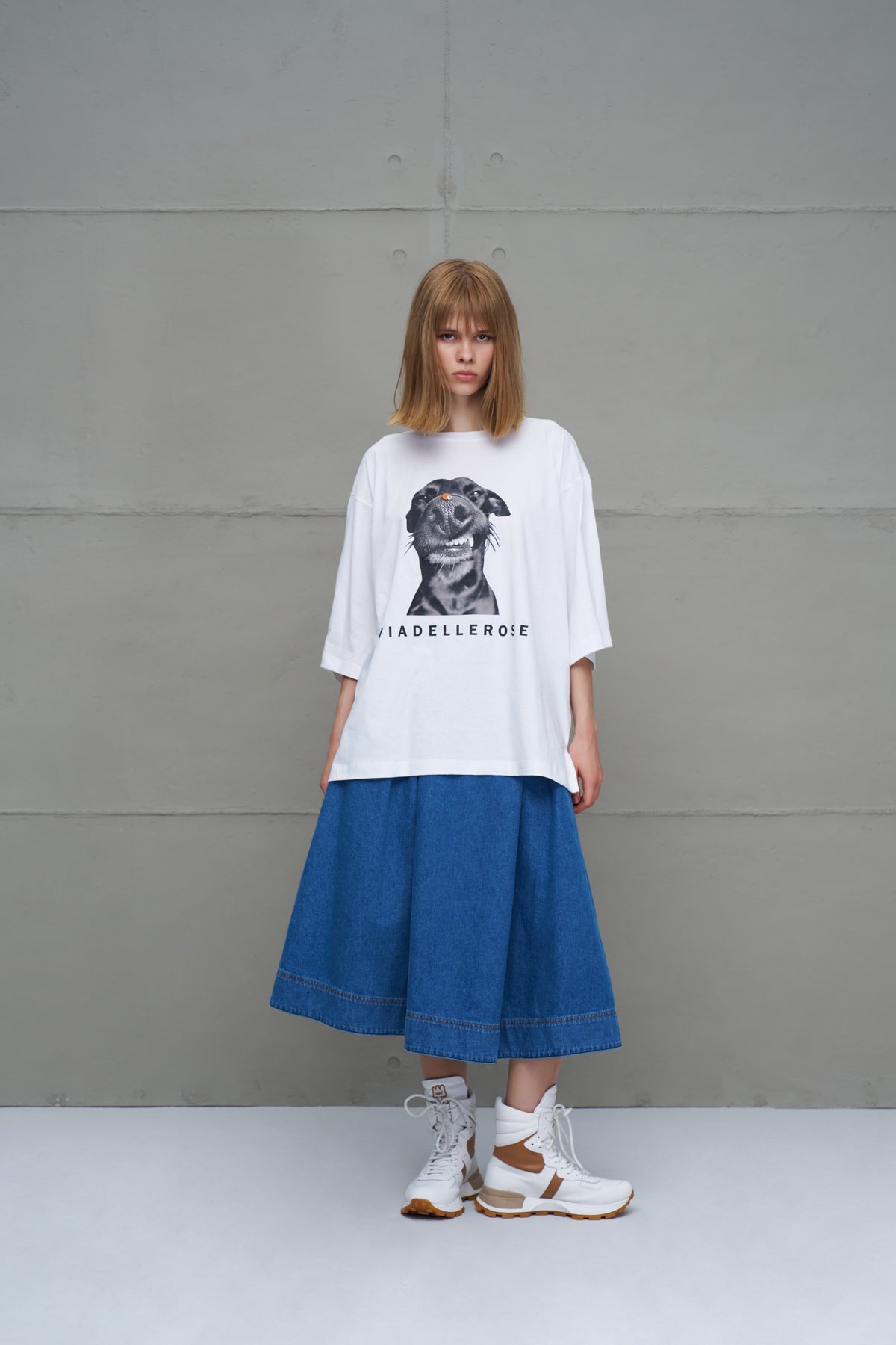 White Printed Oversized T-shirt 18036