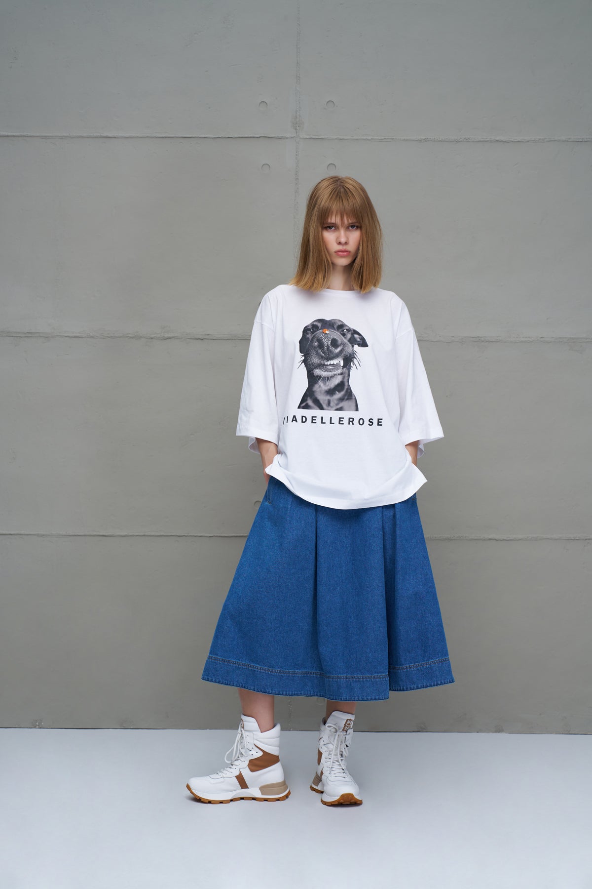 White Printed Oversized T-shirt 18036