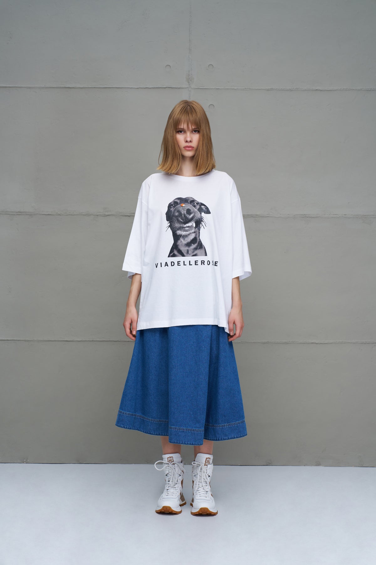 White Printed Oversized T-shirt 18036