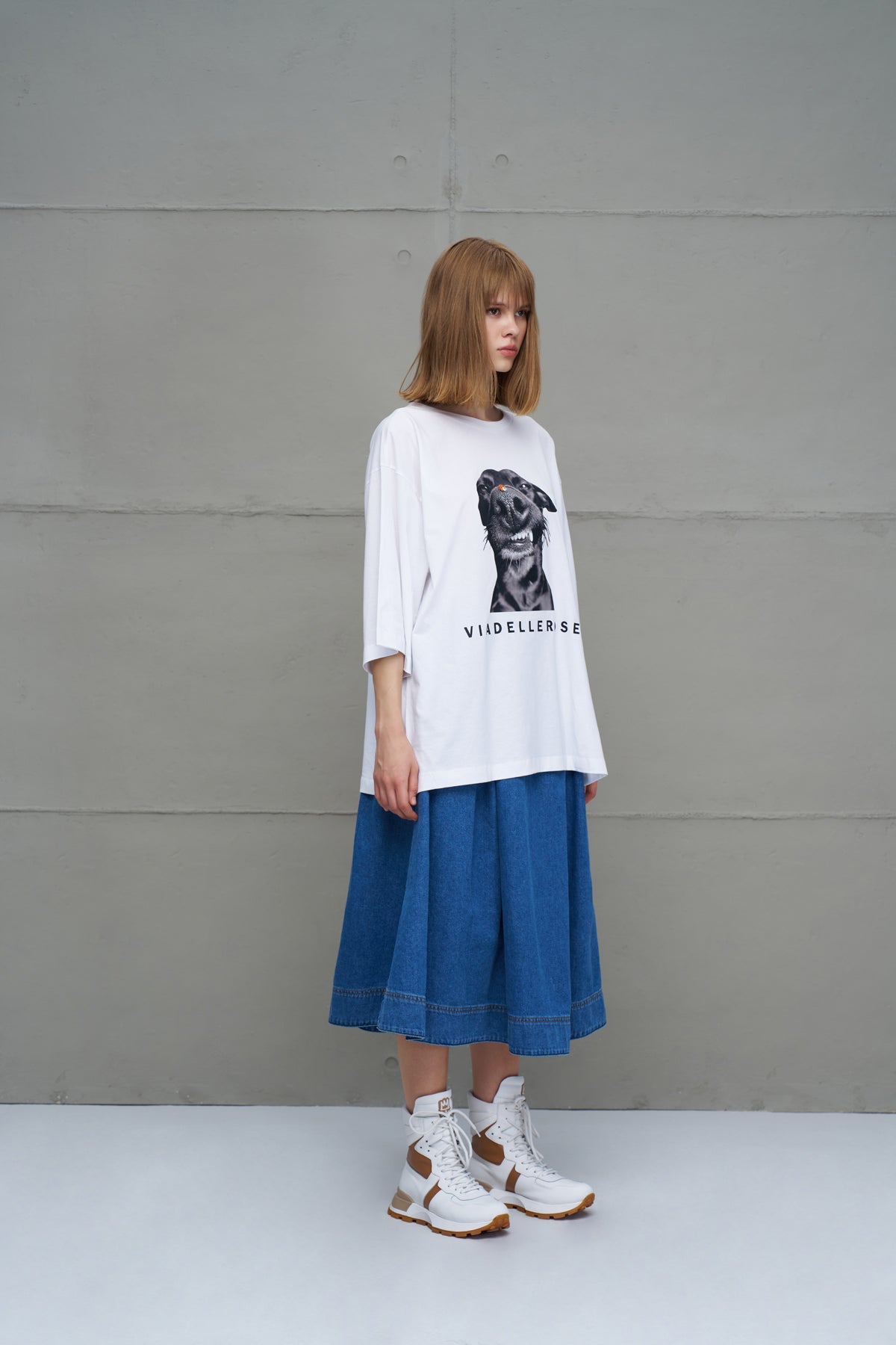 White Printed Oversized T-shirt 18036