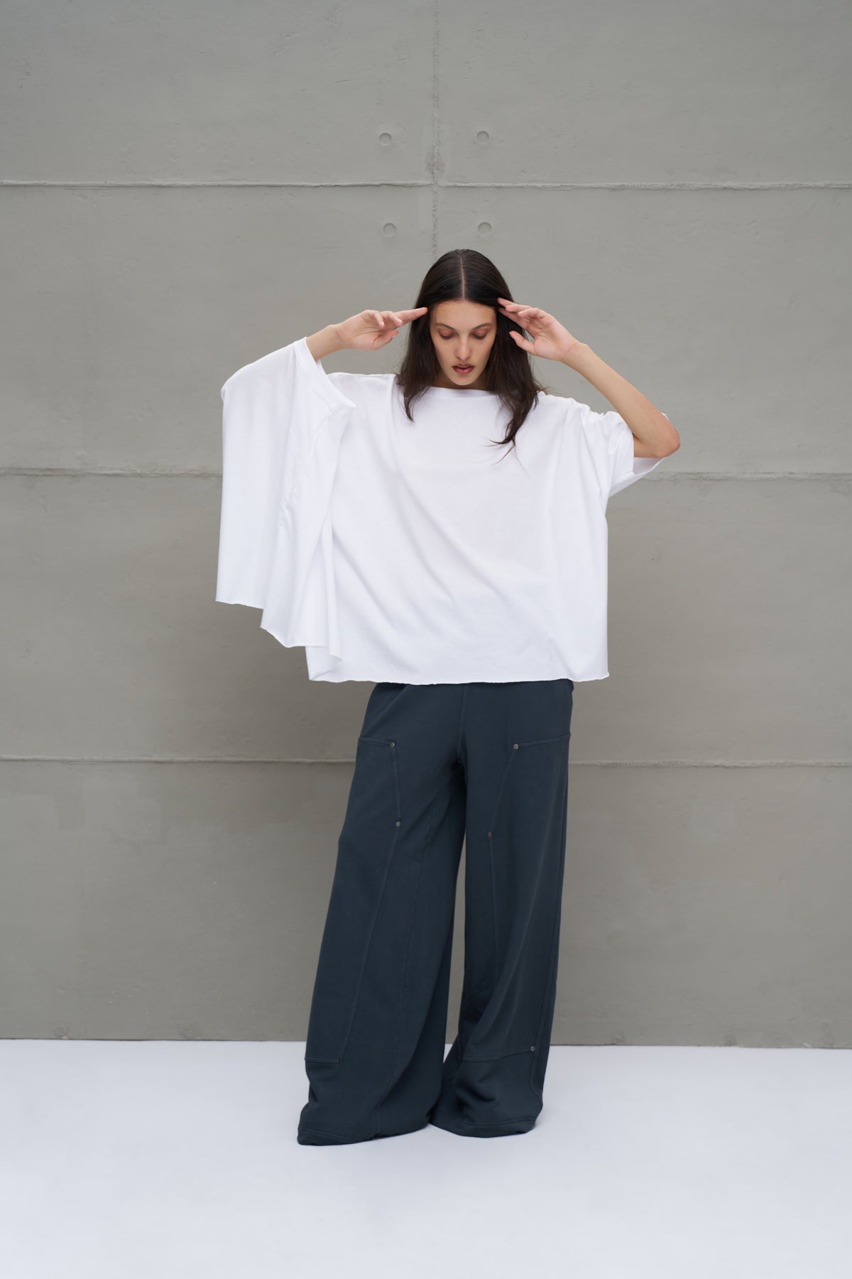 White Asymmetric Oversized T-shirt 18043