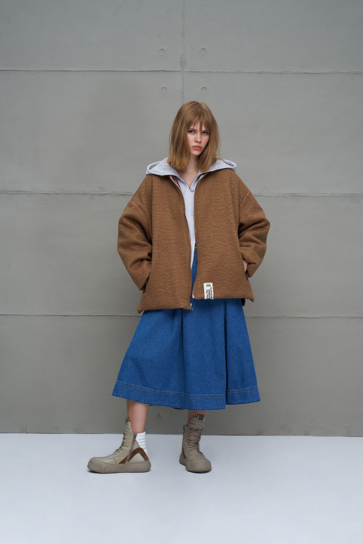 Camel Reversible Drawstring Oversized Coat 18135