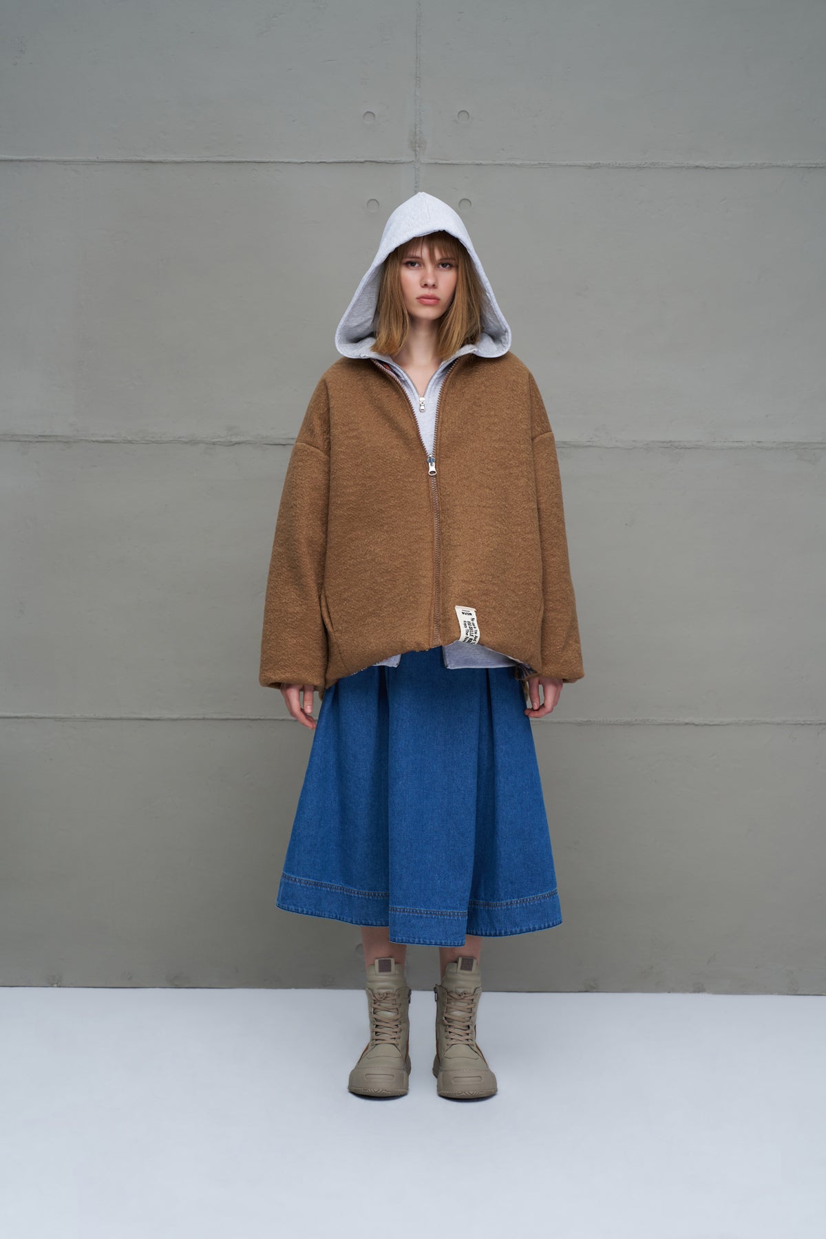 Camel Reversible Drawstring Oversized Coat 18135