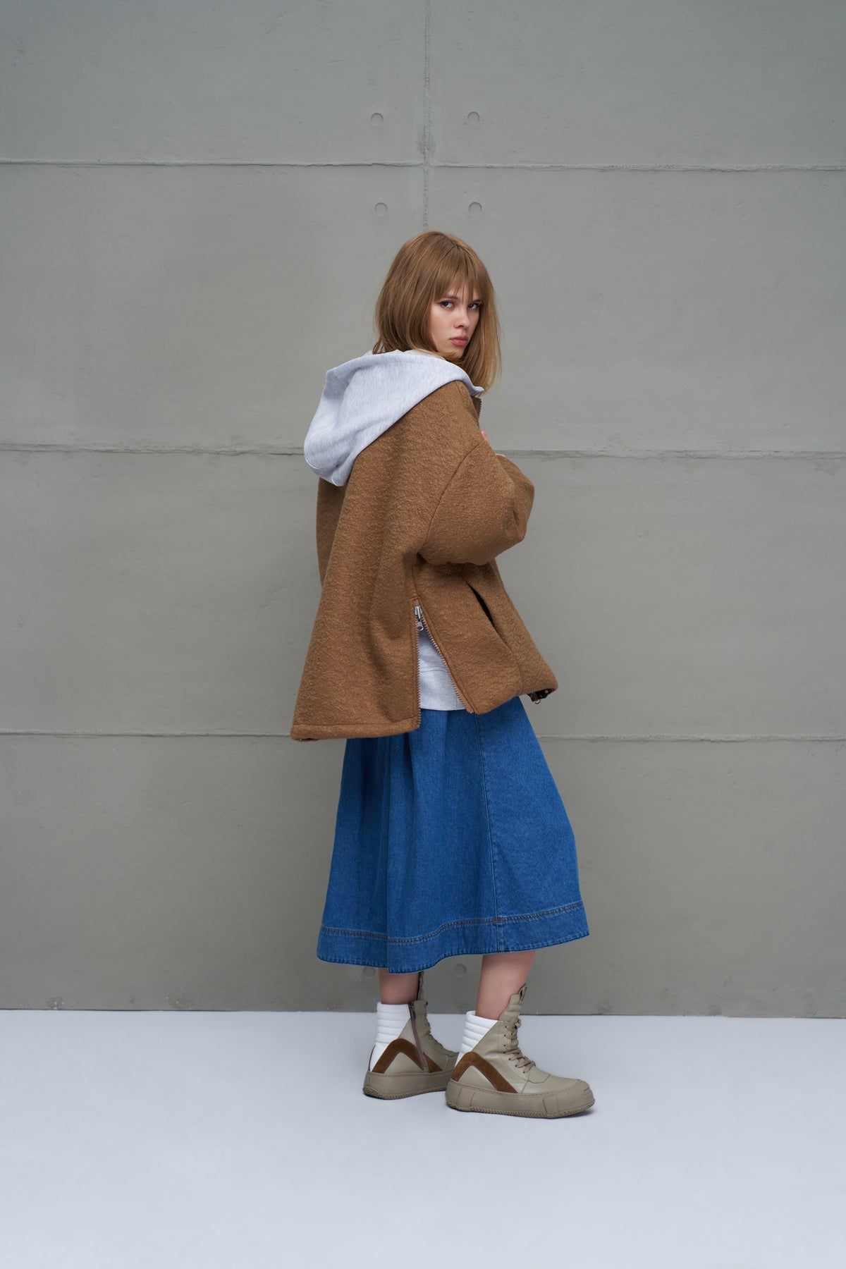 Camel Reversible Drawstring Oversized Coat 18135