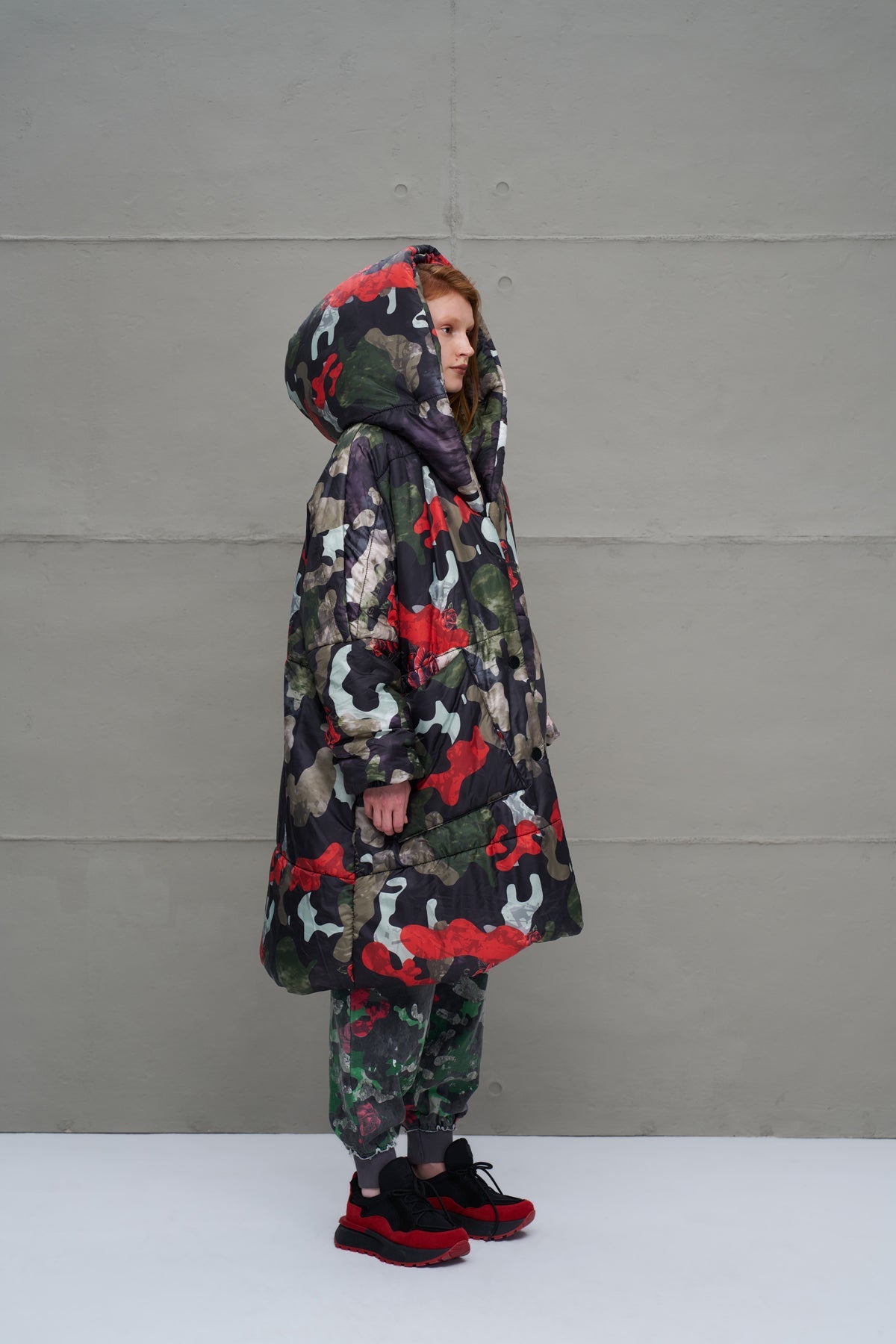 Camo Camouflage Puffer Long Oversized Coat 18136