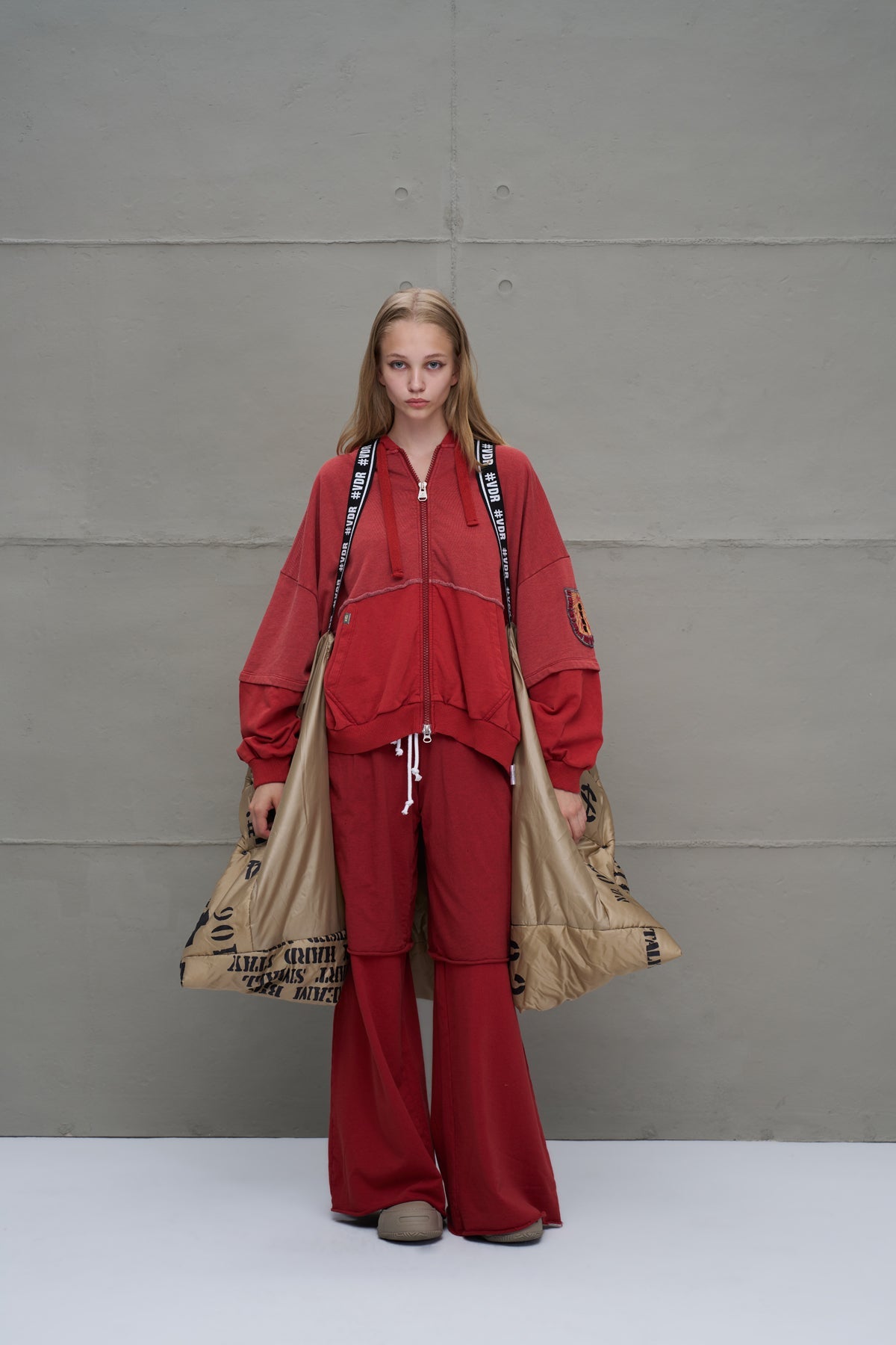 Beige Patterned Long Oversized Coat 18137