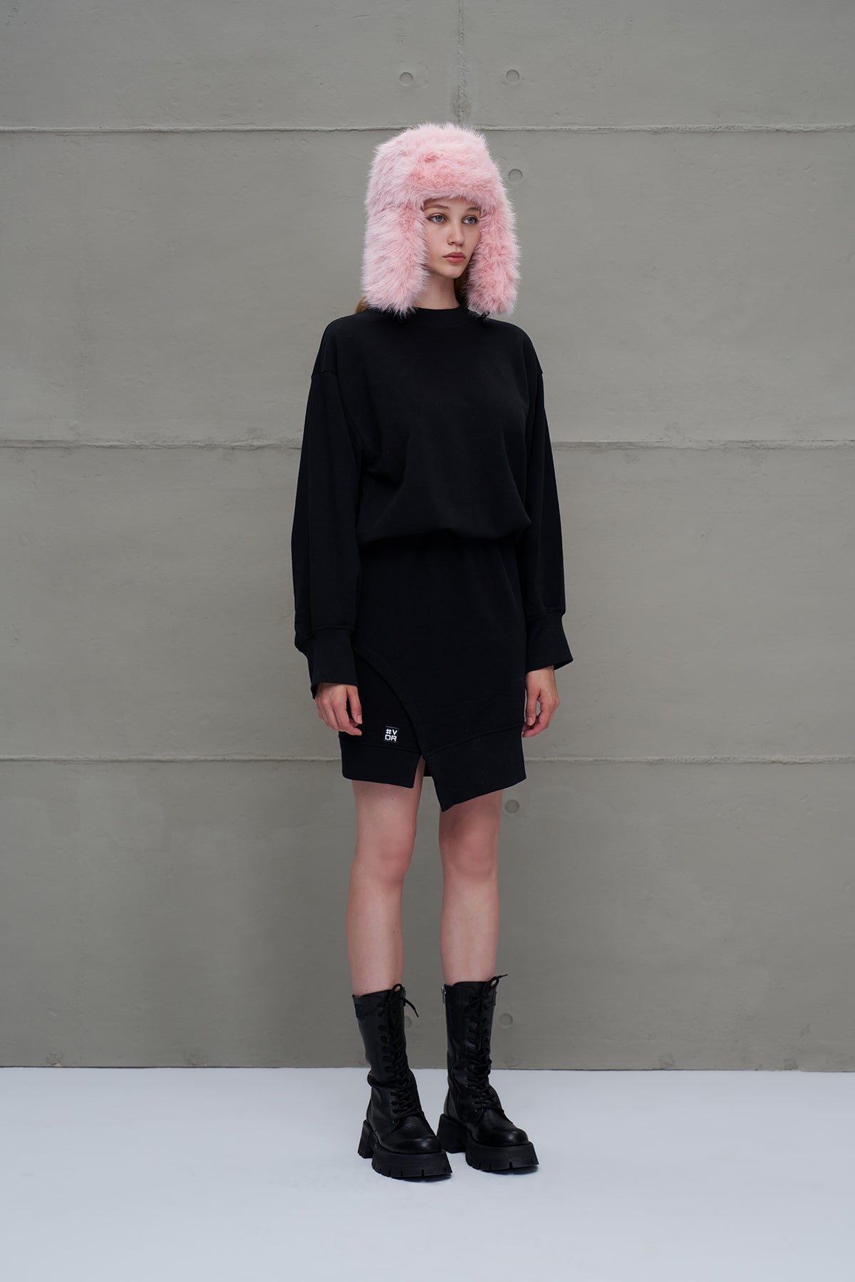 Black Asymmetric Oversize Dress 18161