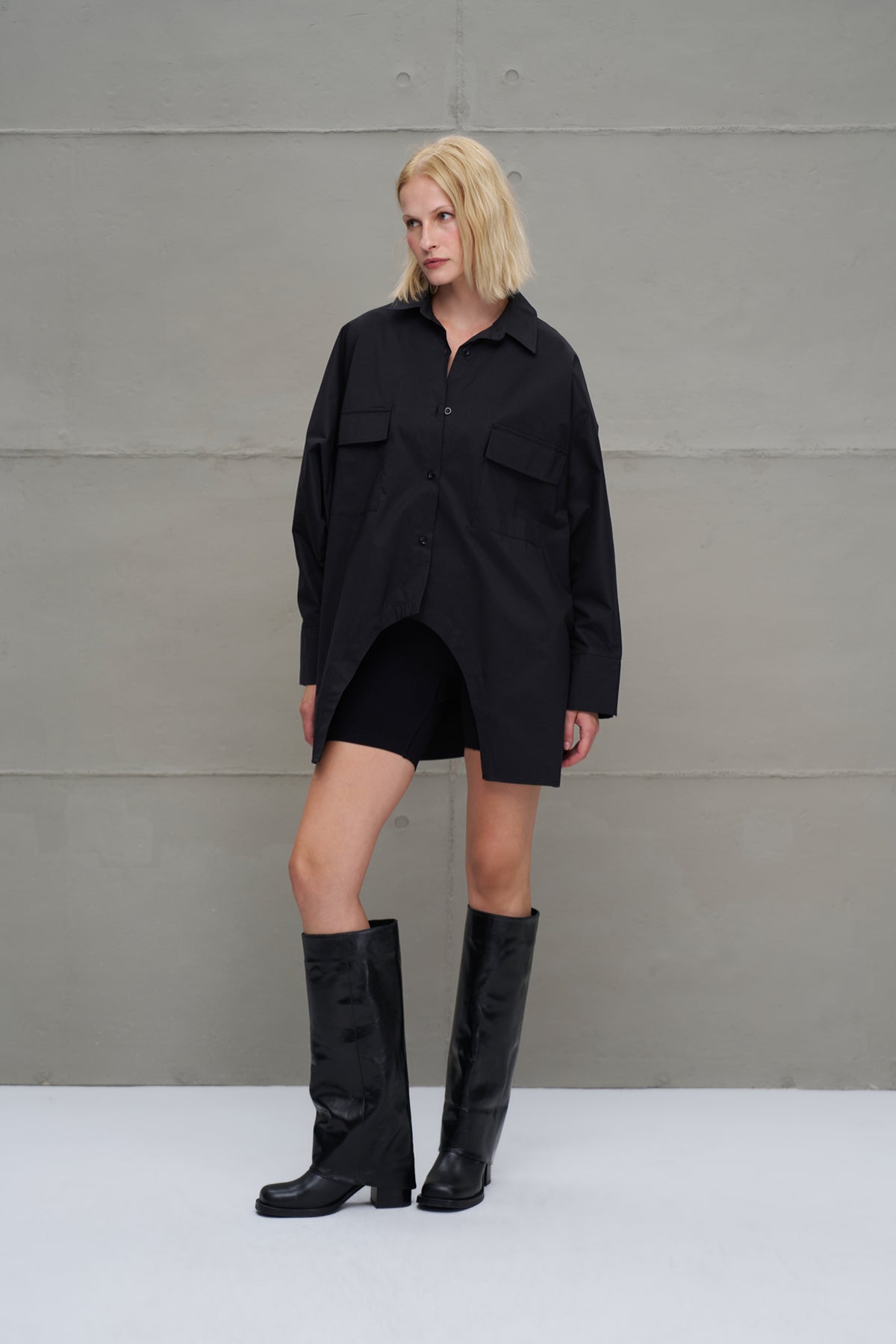 Black Oversize Poplin Shirt 18179