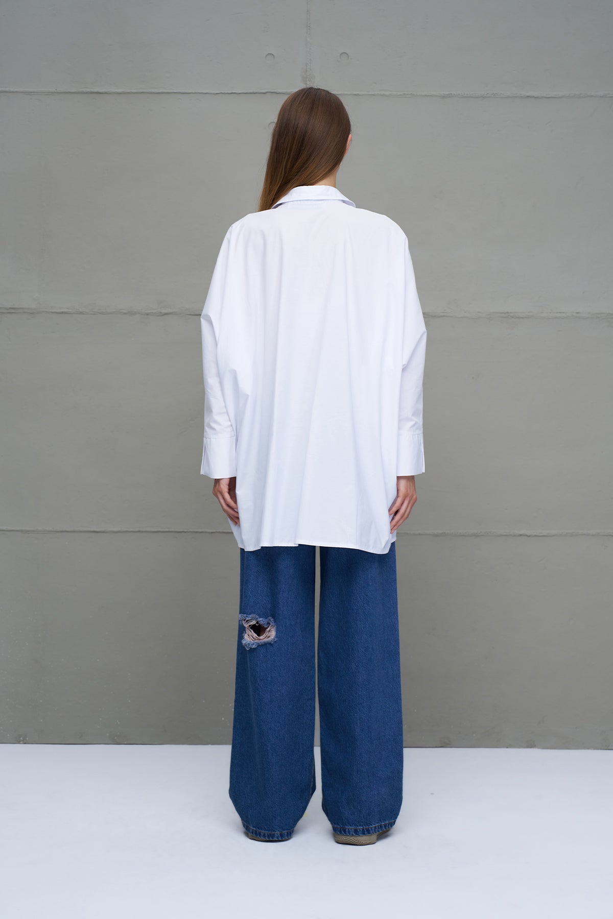 White Oversize Poplin Shirt 18179