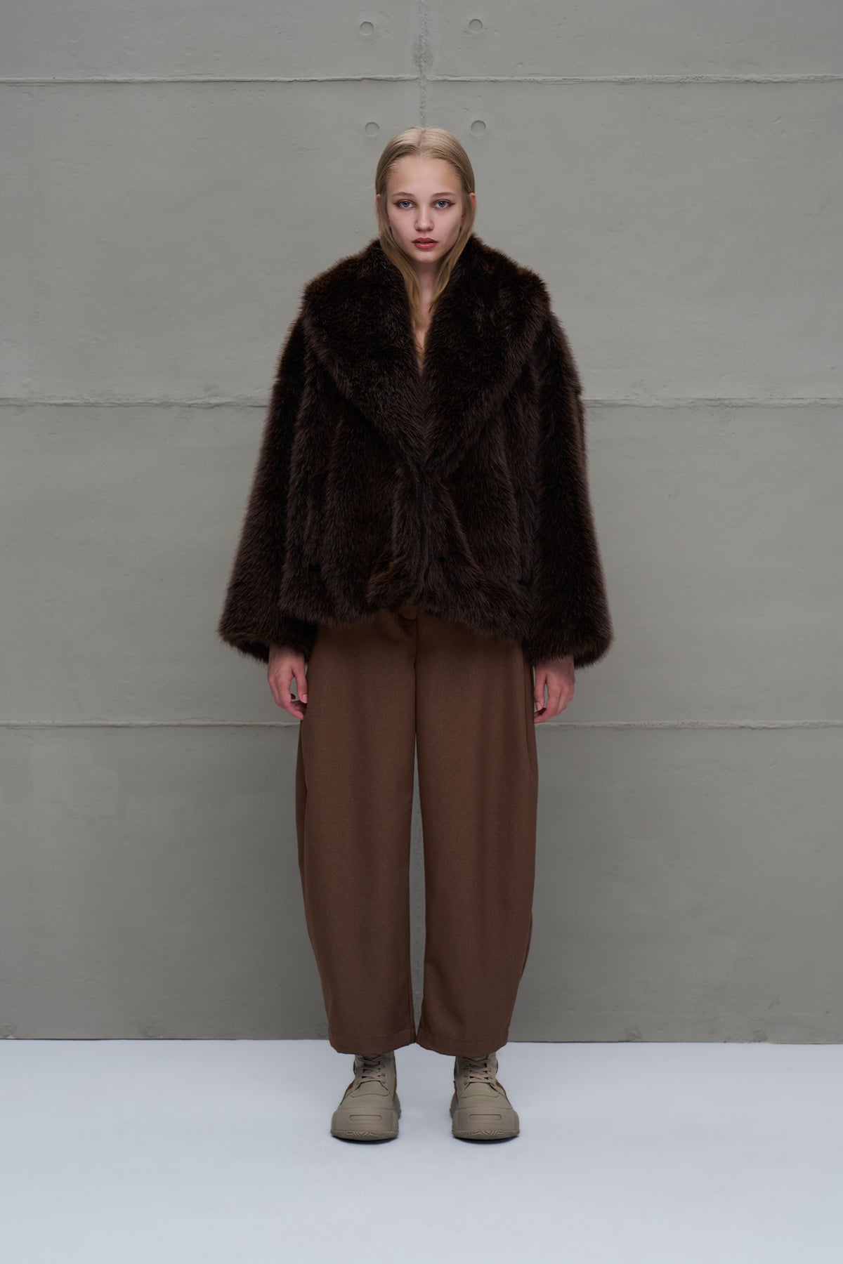 Brown Faux Fur Oversize Coat 18188
