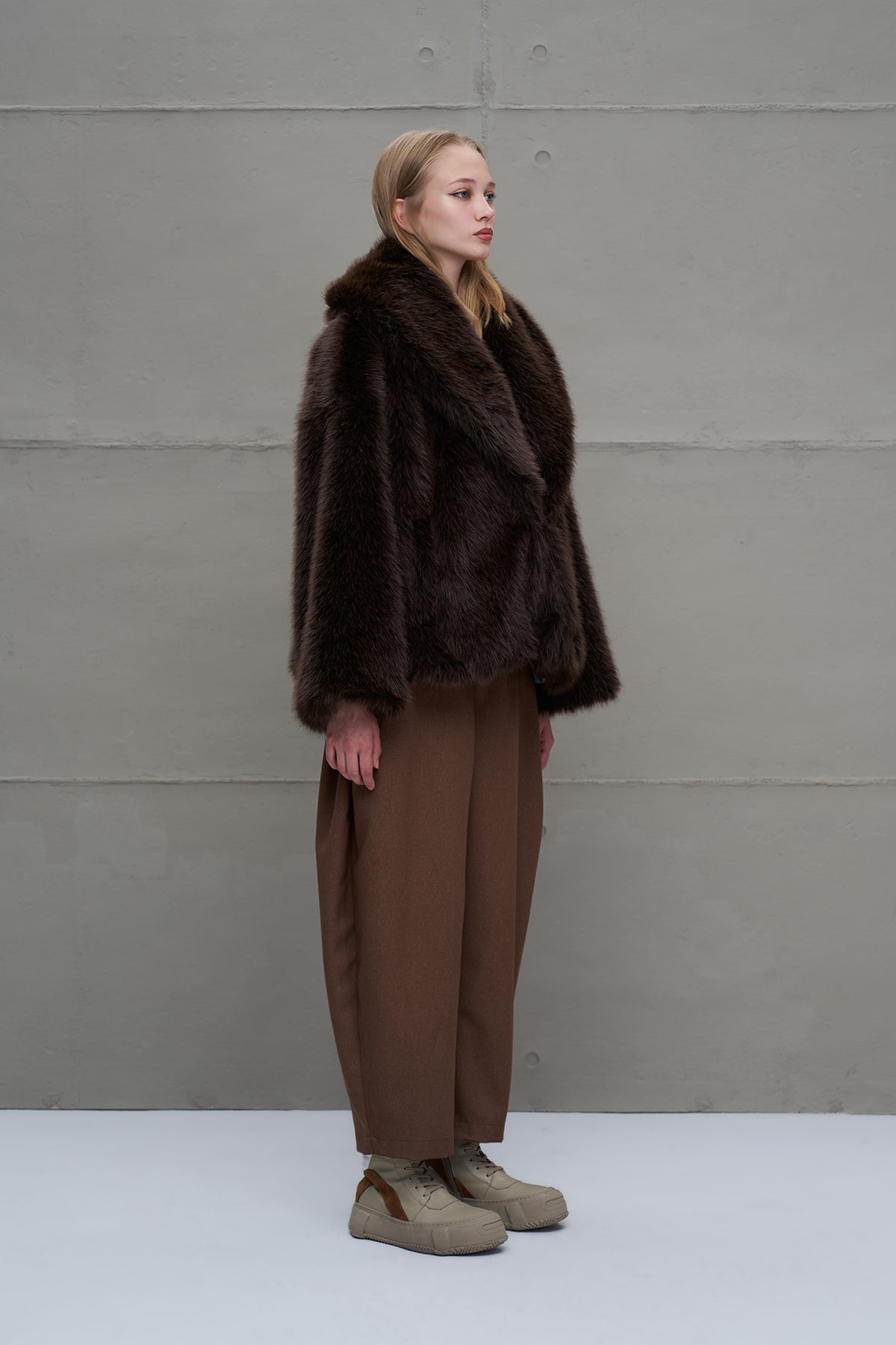 Brown Faux Fur Oversize Coat 18188