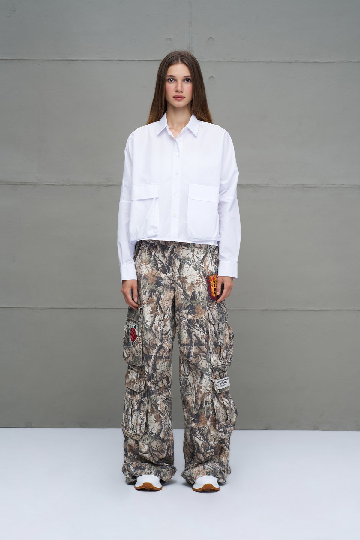 White Two-pocket Poplin Shirt 18196