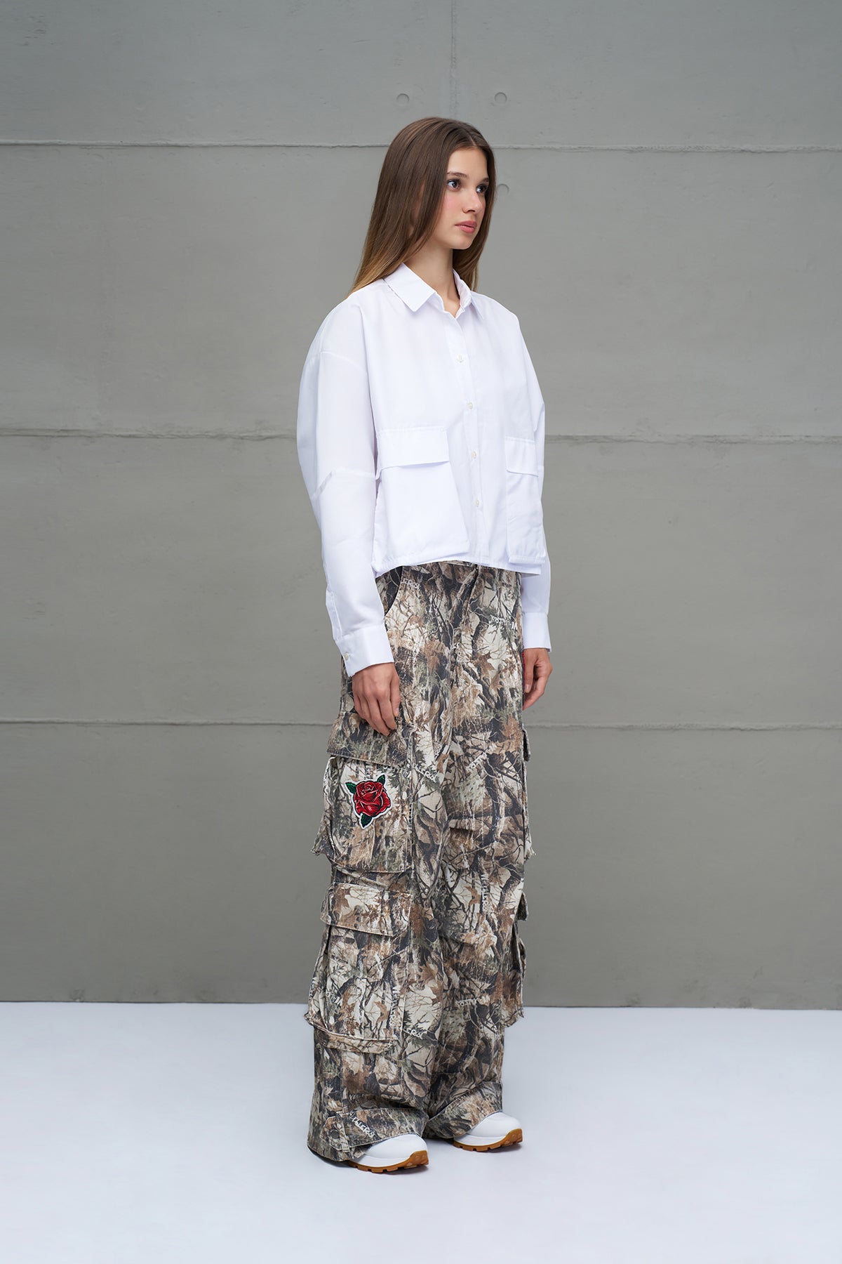 White Two-pocket Poplin Shirt 18196