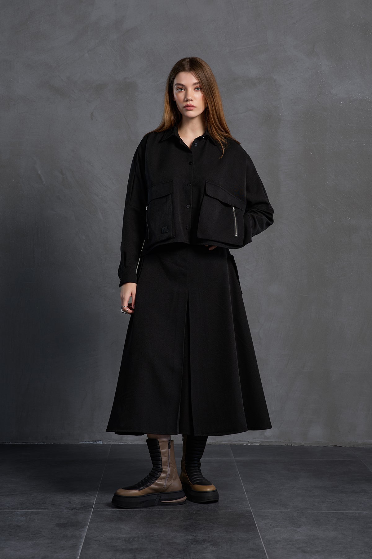 Black Zip-detail Pocket Shirt 18197