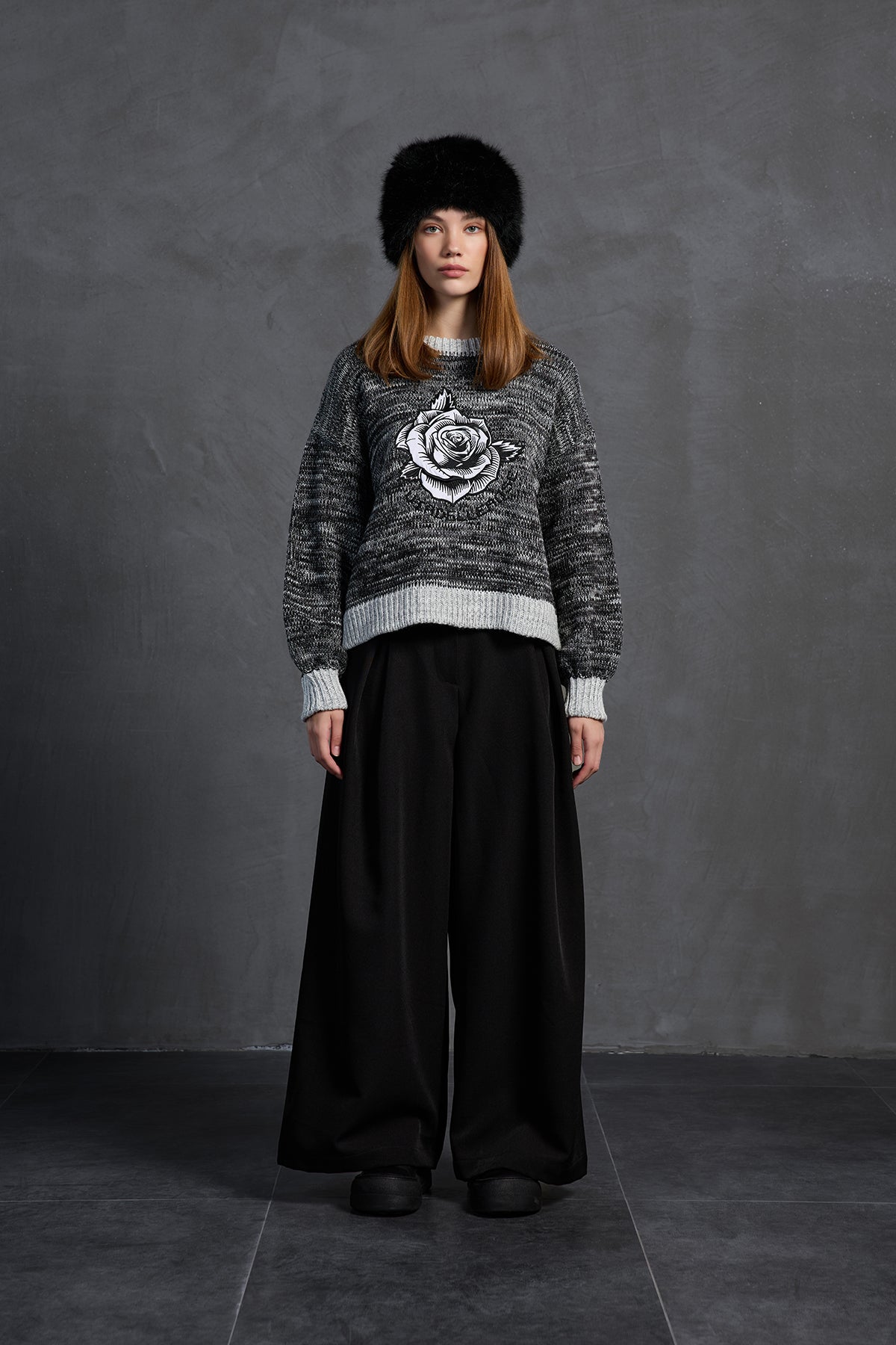 Black Pleated High-waist Trousers 18205