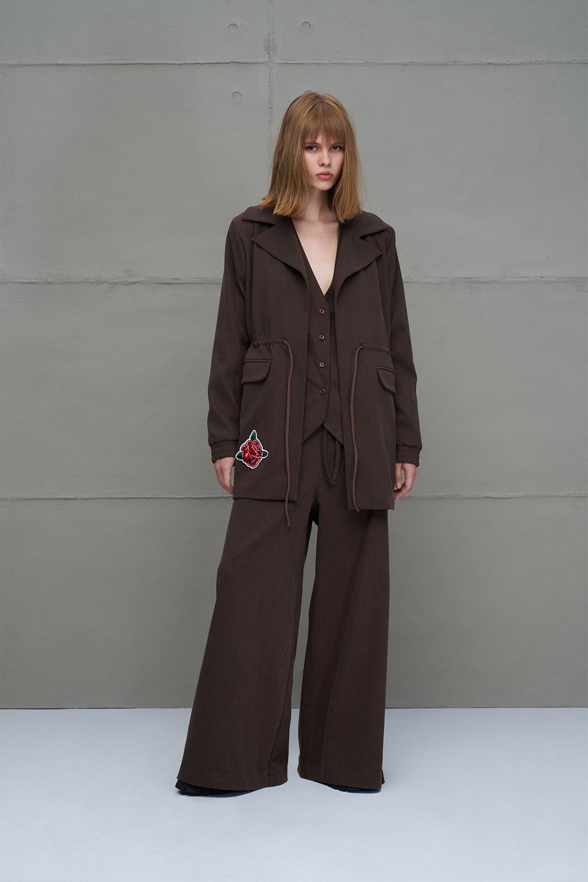 Brown Printed Jacket 18211