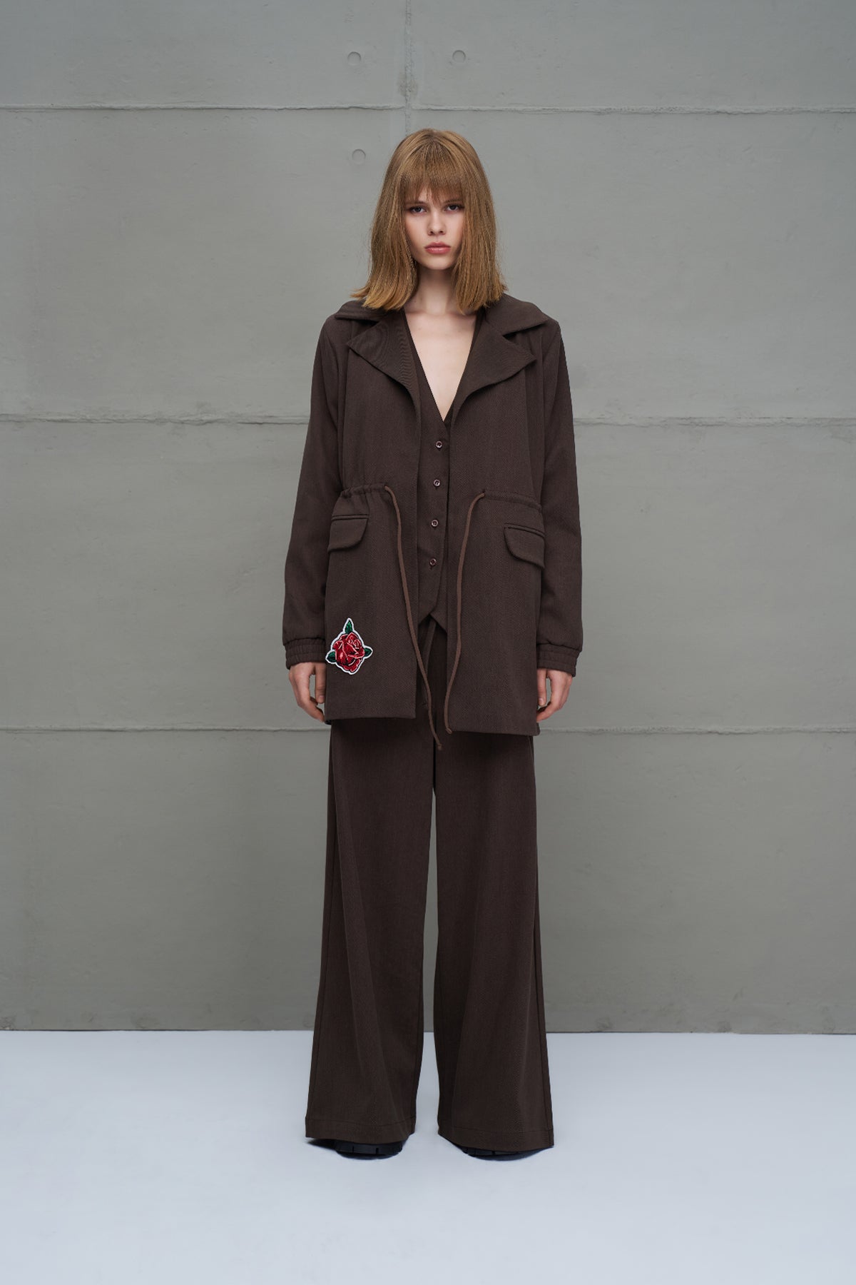 Brown Printed Jacket 18211