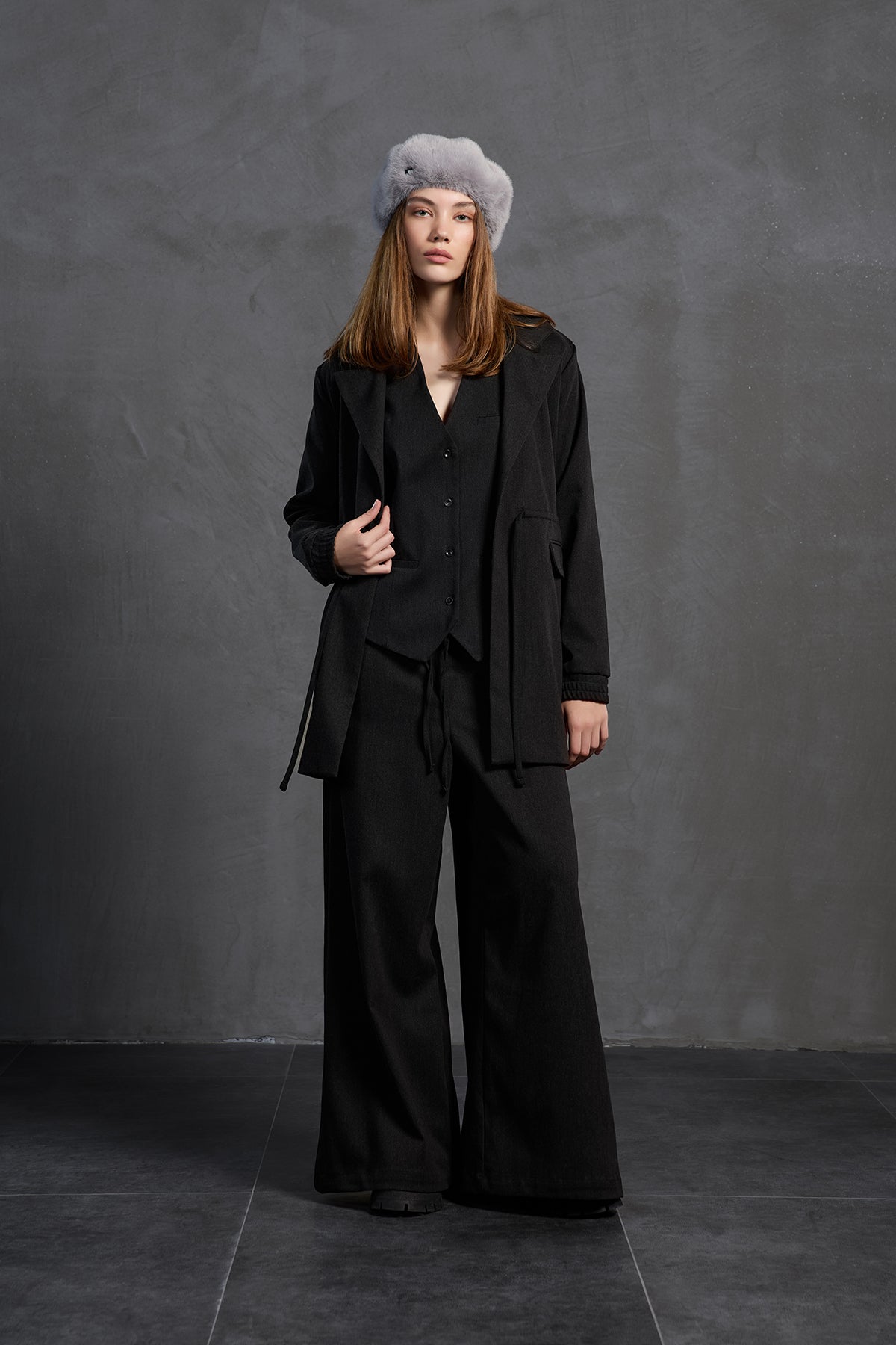 Black Printed Jacket 18211