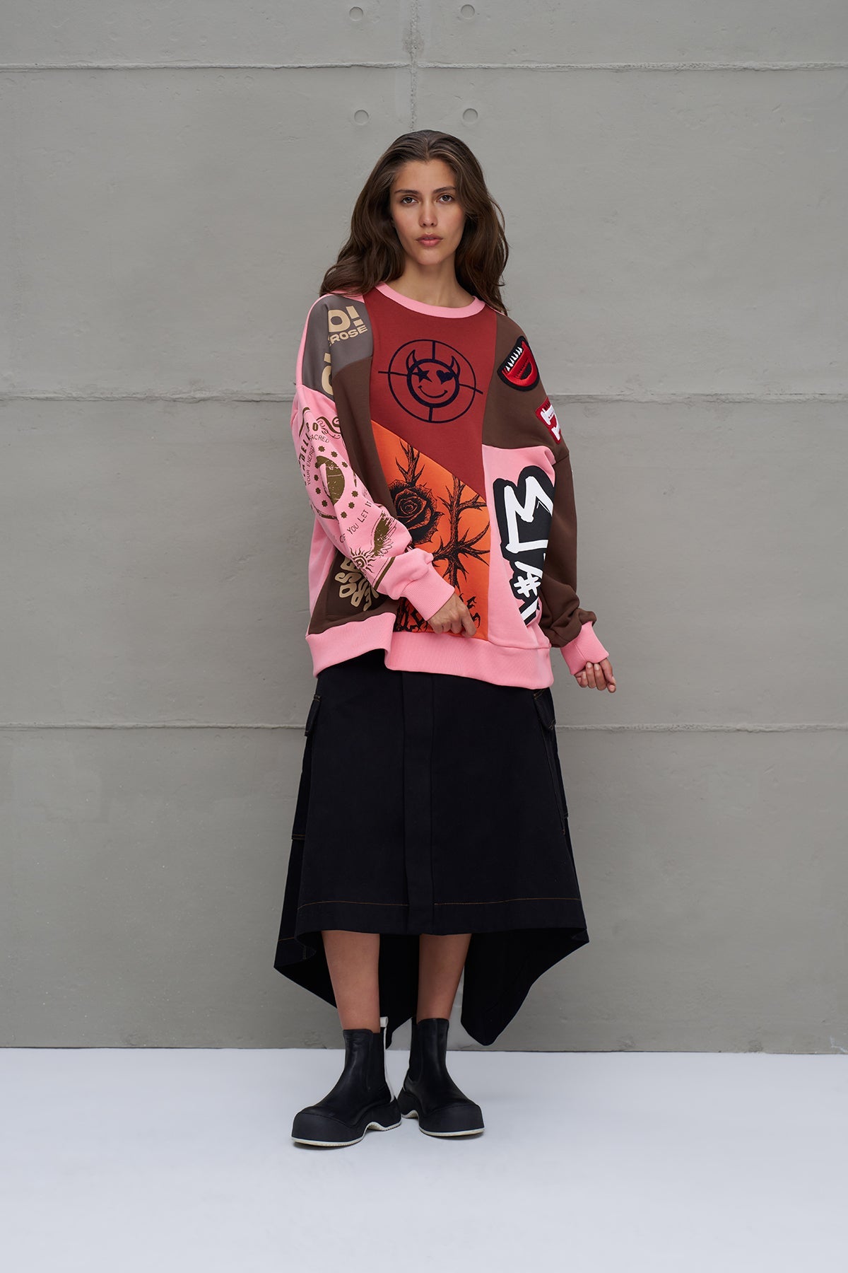 Multicolor Printed Oversize Sweatshirt 18219