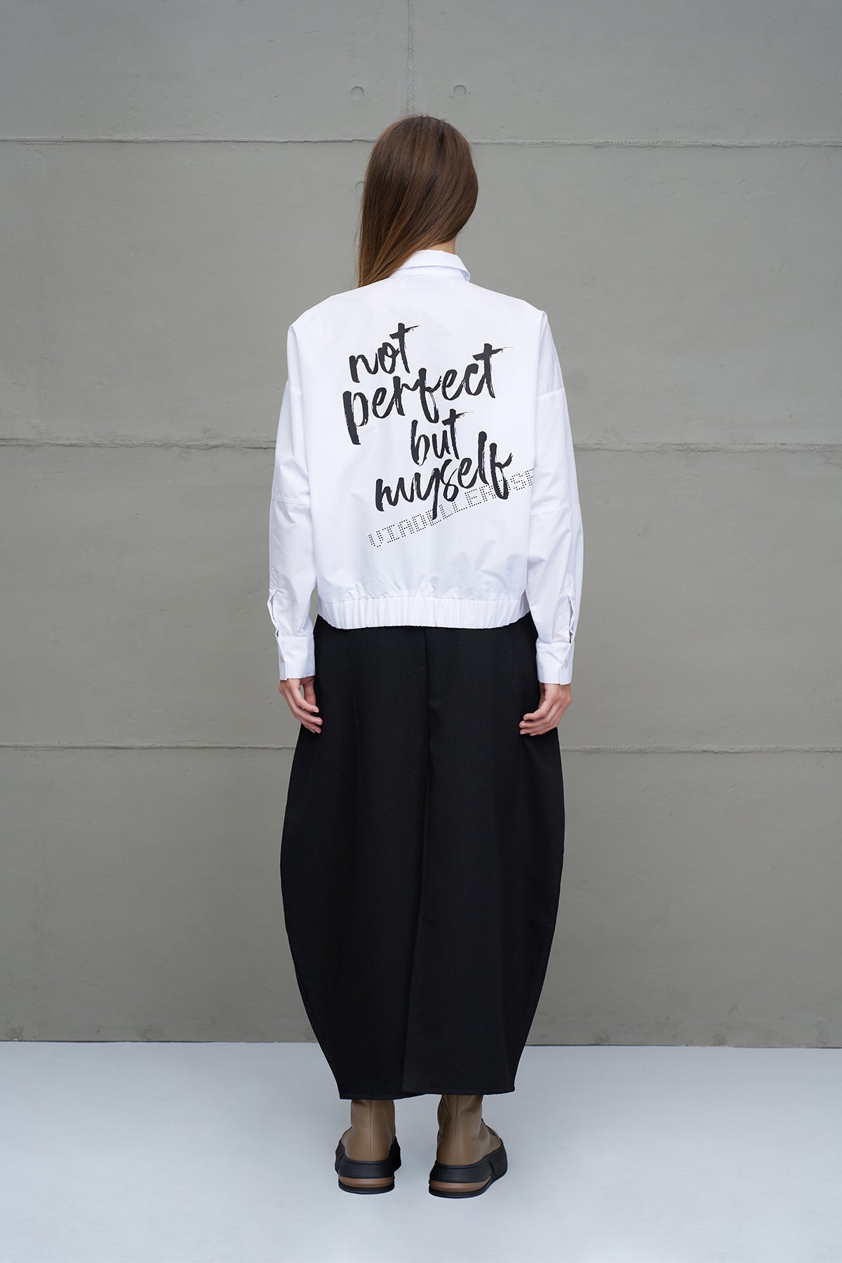 White Slogan Long Sleeve Shirt 18231
