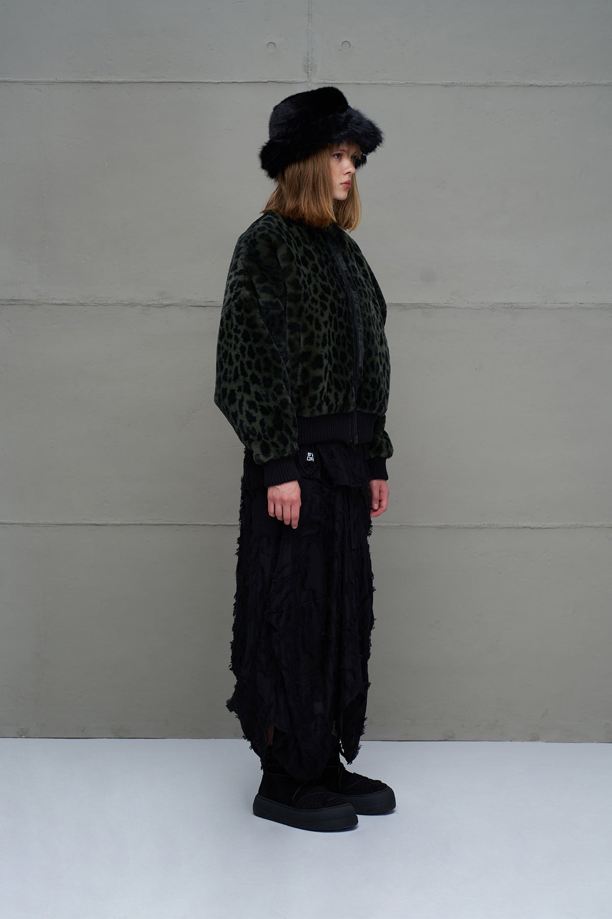 Green Black Leopard Print Oversize Pilot Jacket 18260