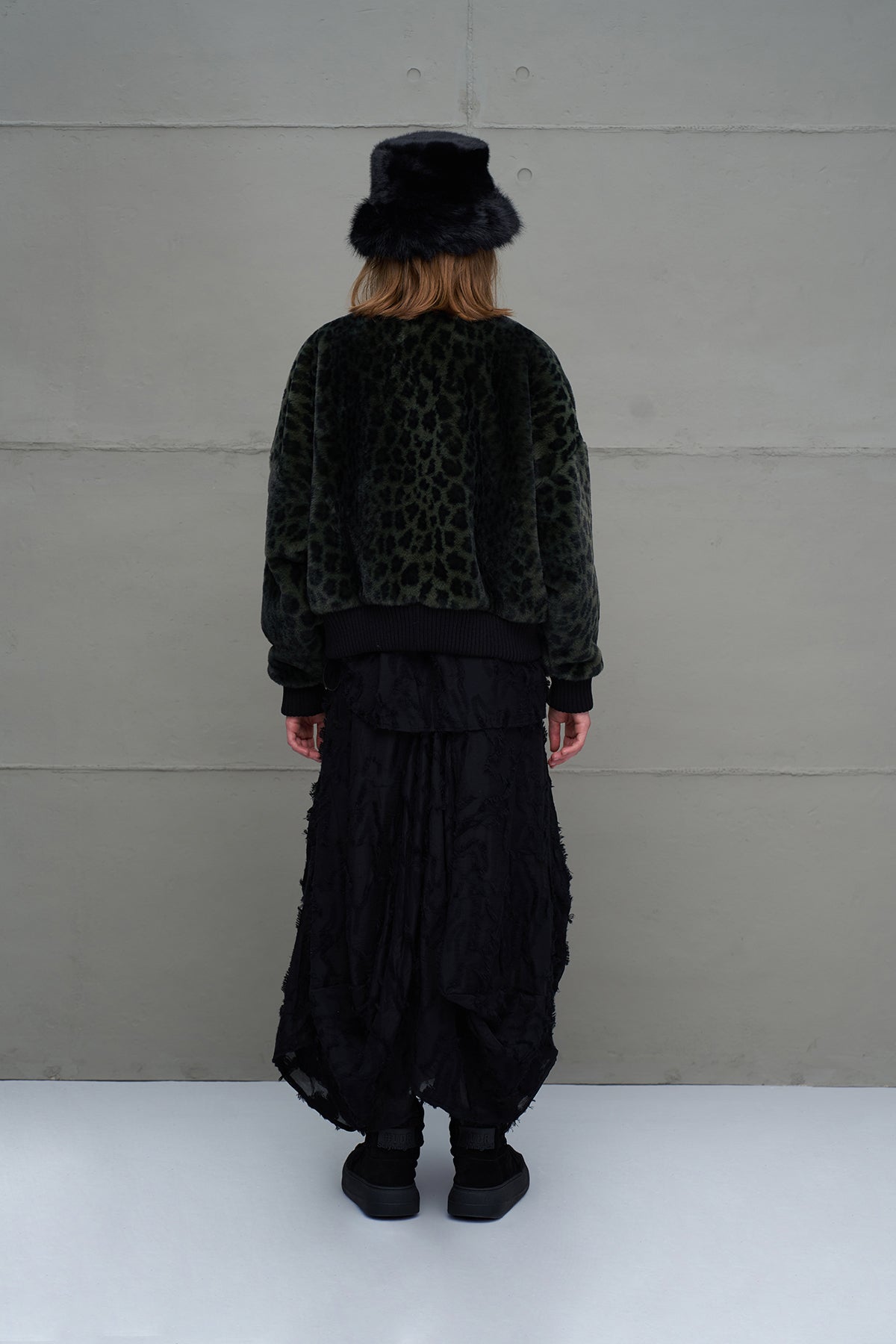 Green Black Leopard Print Oversize Pilot Jacket 18260