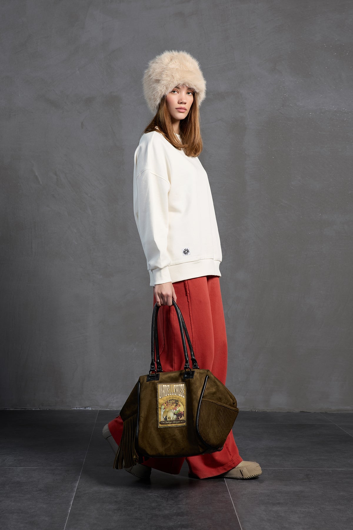 Brown Fringed Faux Suede Shoulder Bag Willer